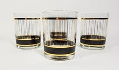Culver 22K Gold Double Old Fashion Glassware Barware Mid Century Set of 4