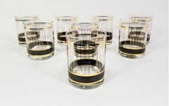 Culver 22K Gold Double Old Fashioned Glassware Barware Mid Century Set of 8