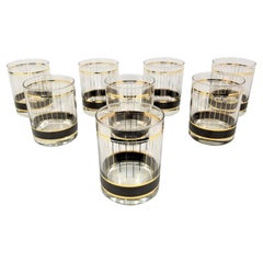 Culver 22K Gold Double Old Fashioned Glassware Barware Mid Century Set of 8