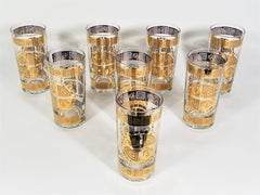 Culver 22K Gold Glassware Barware 1960s Mid Century Set of 8