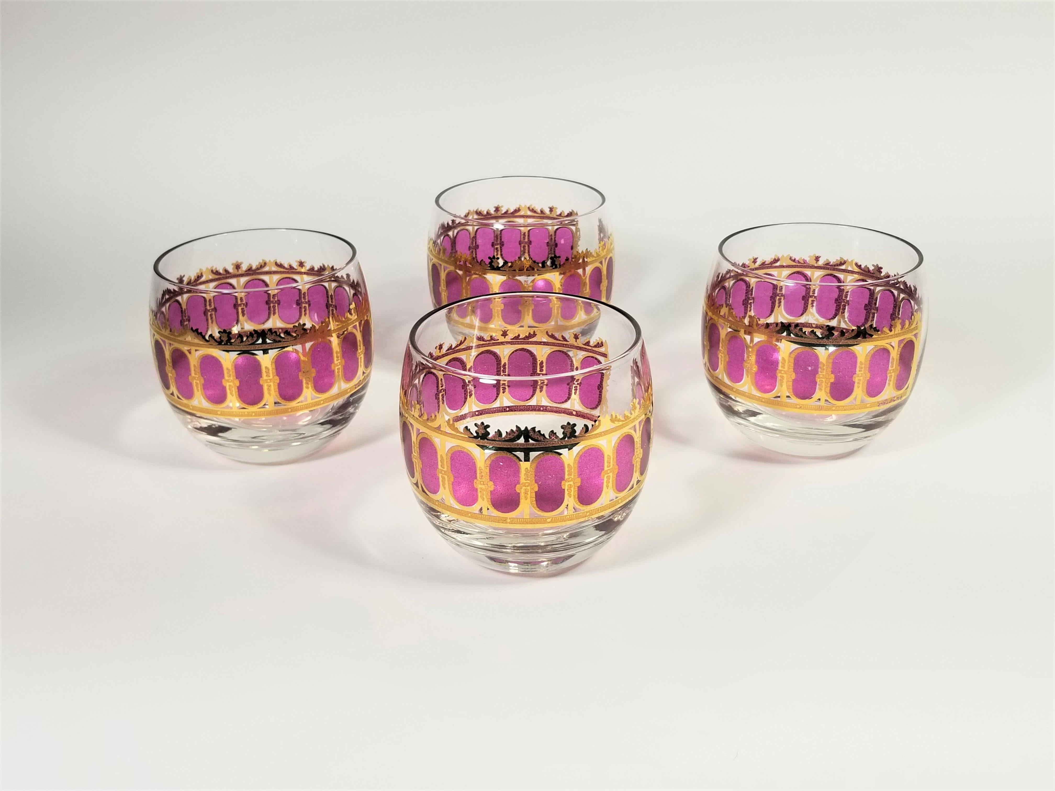 Culver 22k Gold Glassware Barware Midcentury Set of 4 For Sale 9