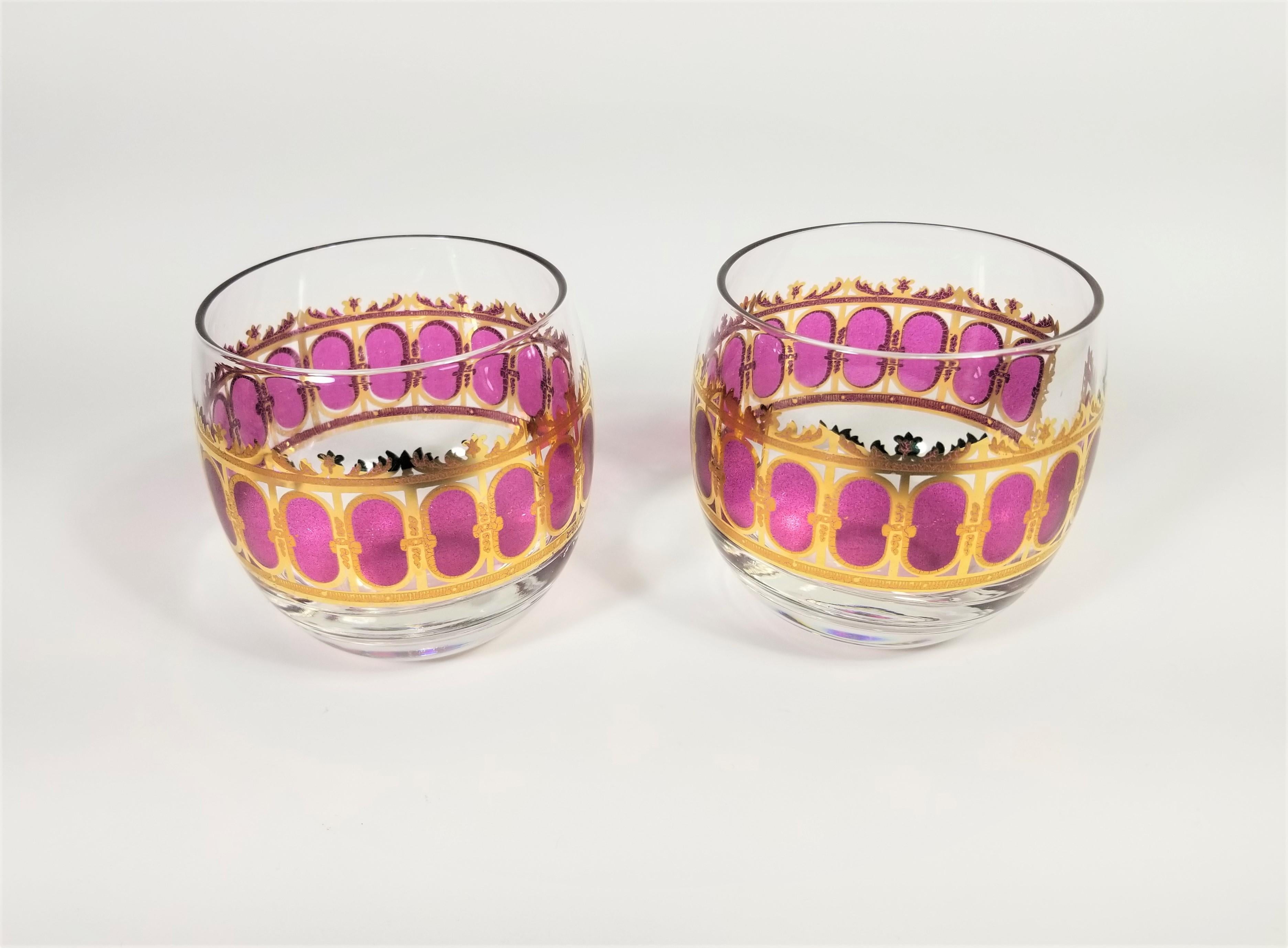 20th Century Culver 22k Gold Glassware Barware Midcentury Set of 4 For Sale