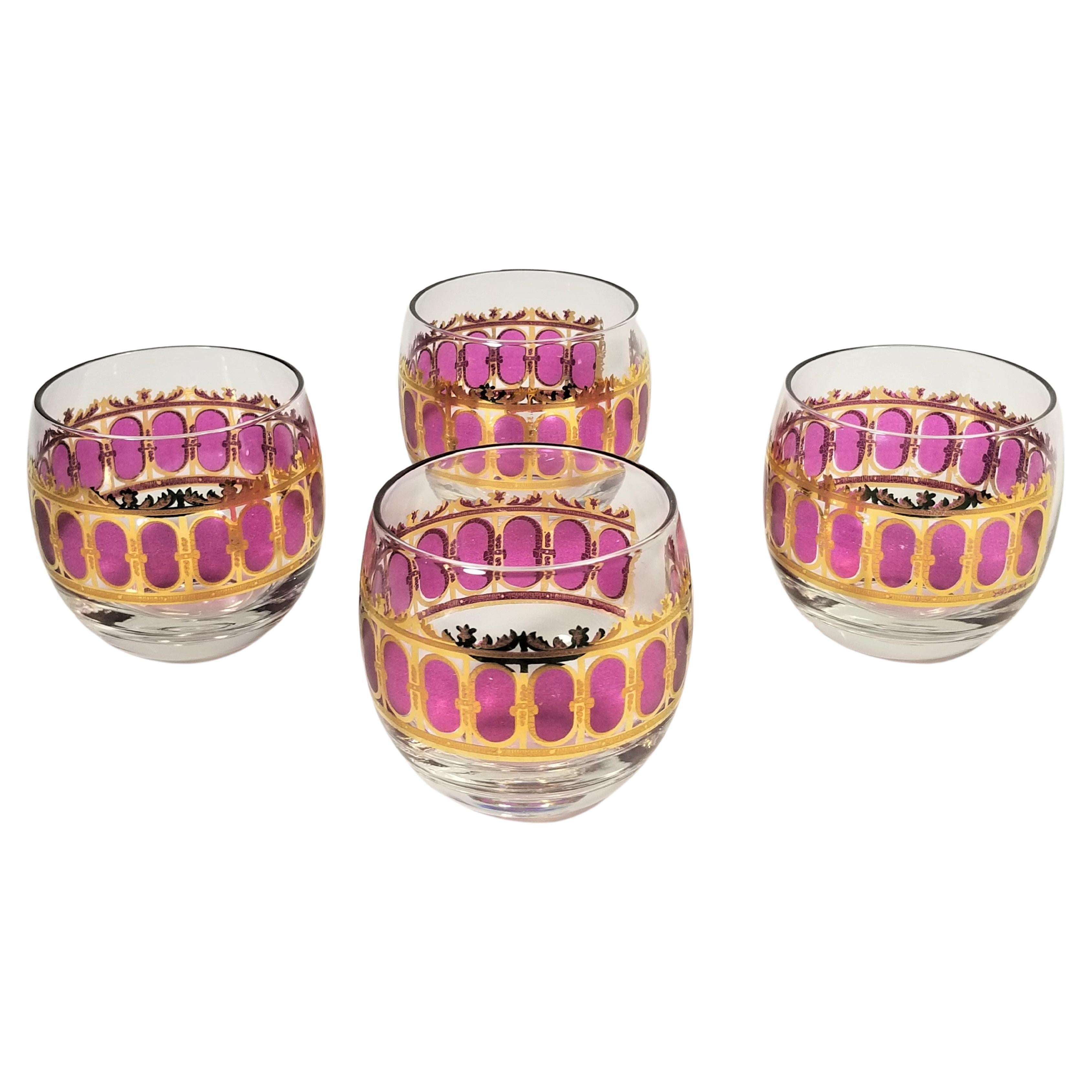 Culver 22k Gold Glassware Barware Midcentury Set of 4 For Sale