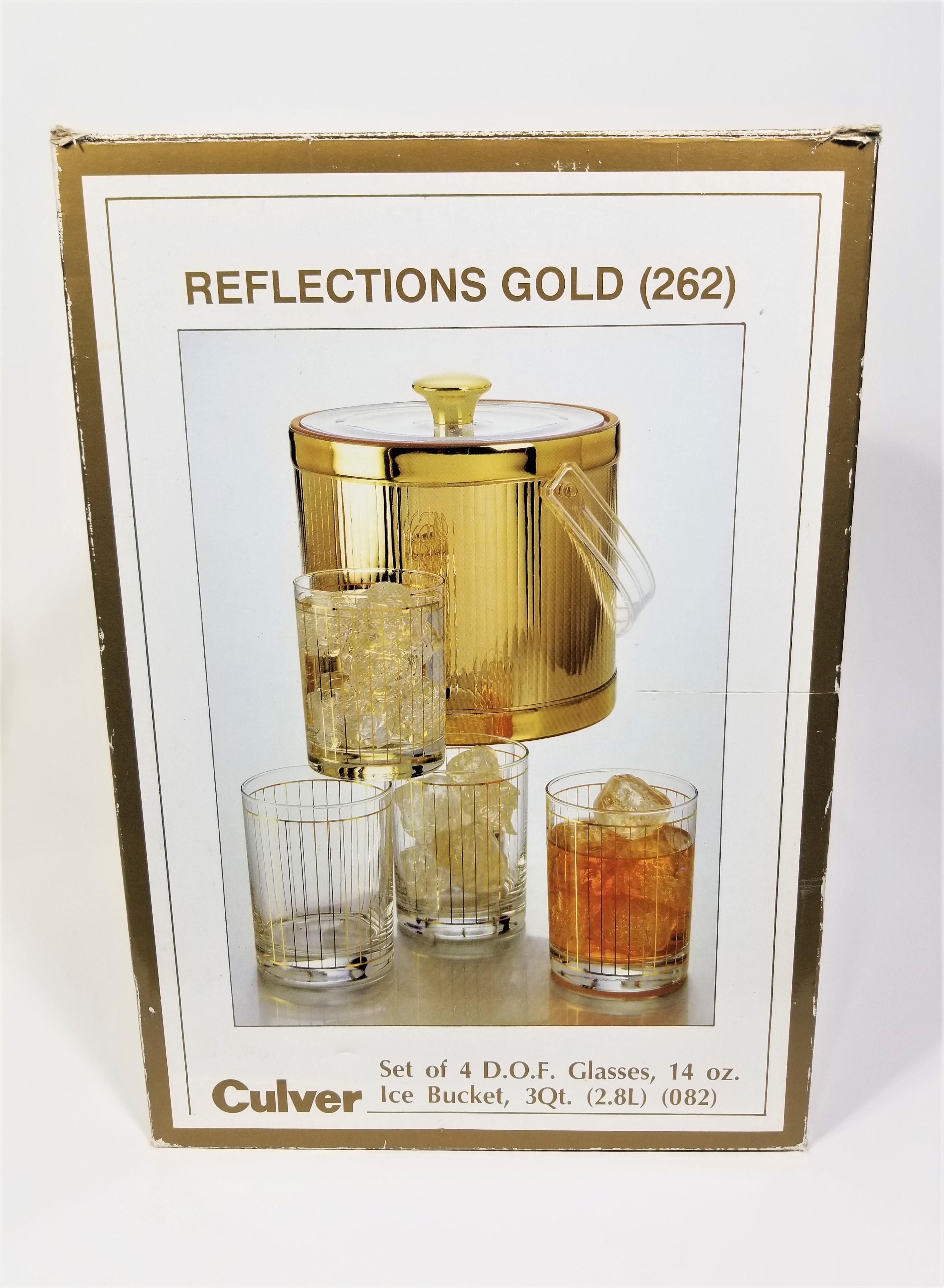 Culver 22K Gold Glassware Barware with Ice Bucket, 1970s For Sale 10