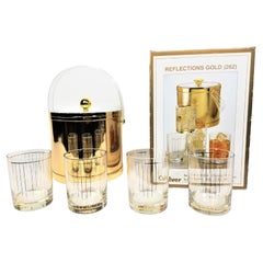 Used Culver 22K Gold Glassware Barware with Ice Bucket, 1970s