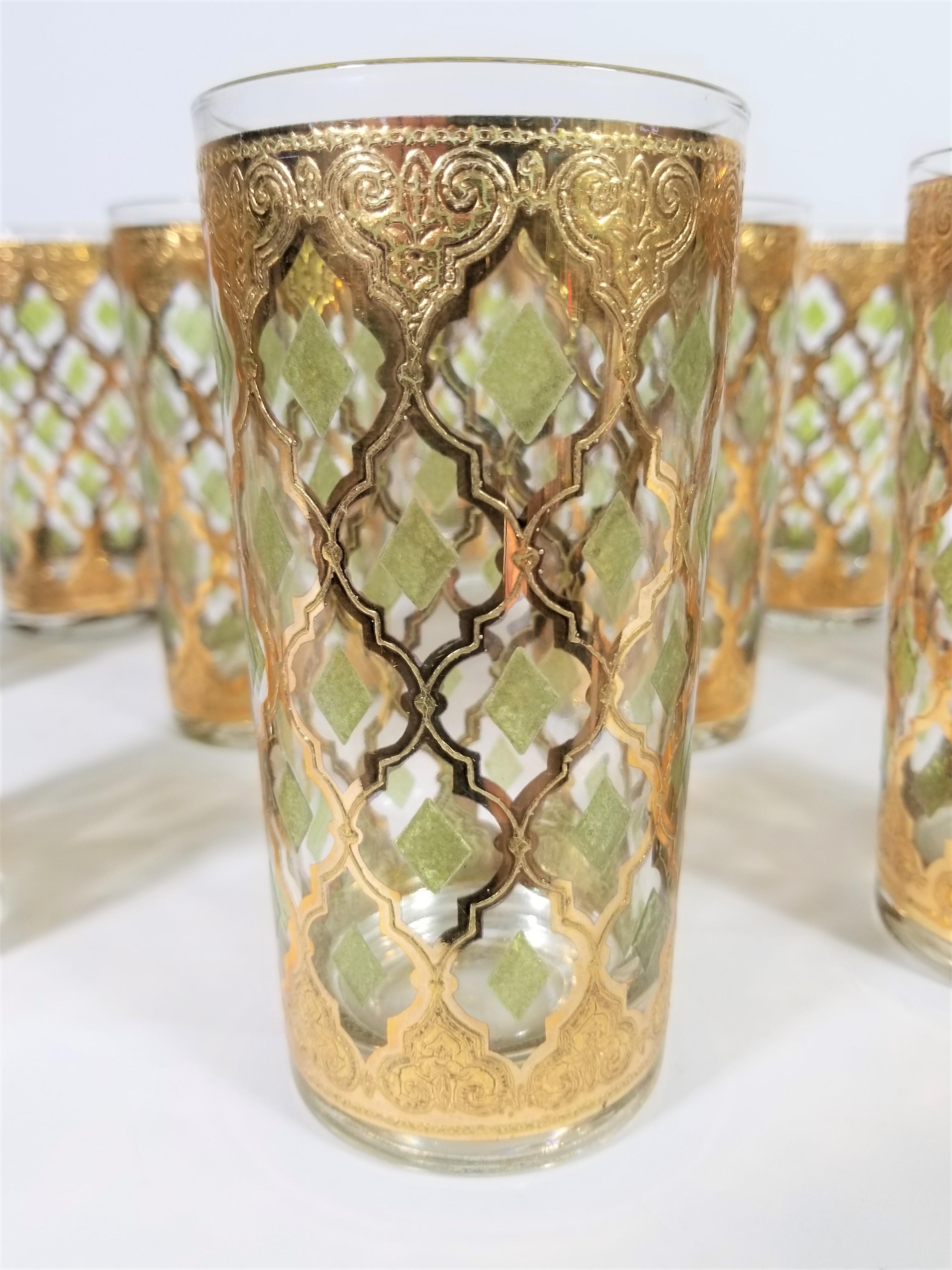 Culver 22-Karat Gold Glassware Midcentury 1960s, Set of 10 6