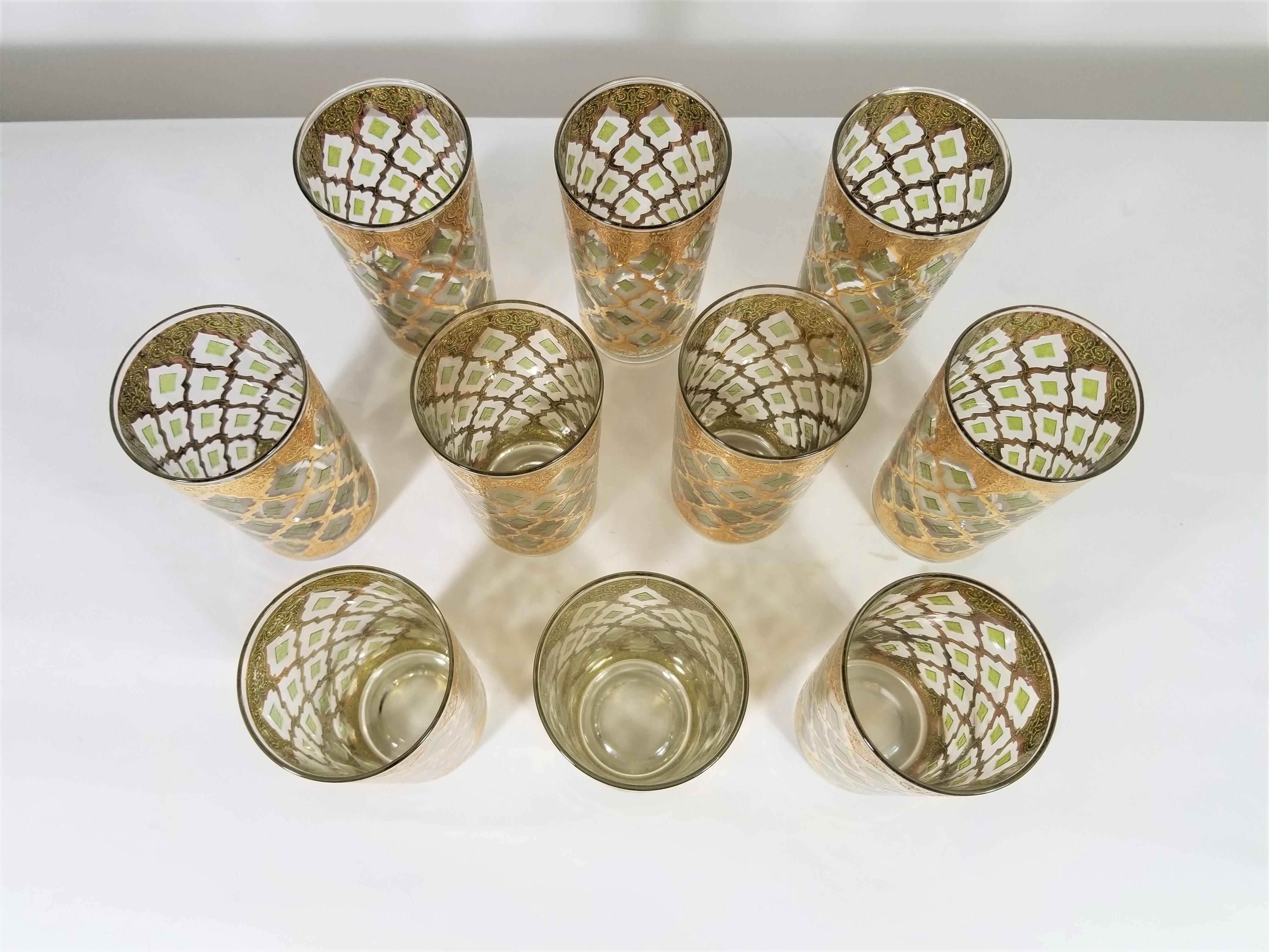 Culver 22-Karat Gold Glassware Midcentury 1960s, Set of 10 8