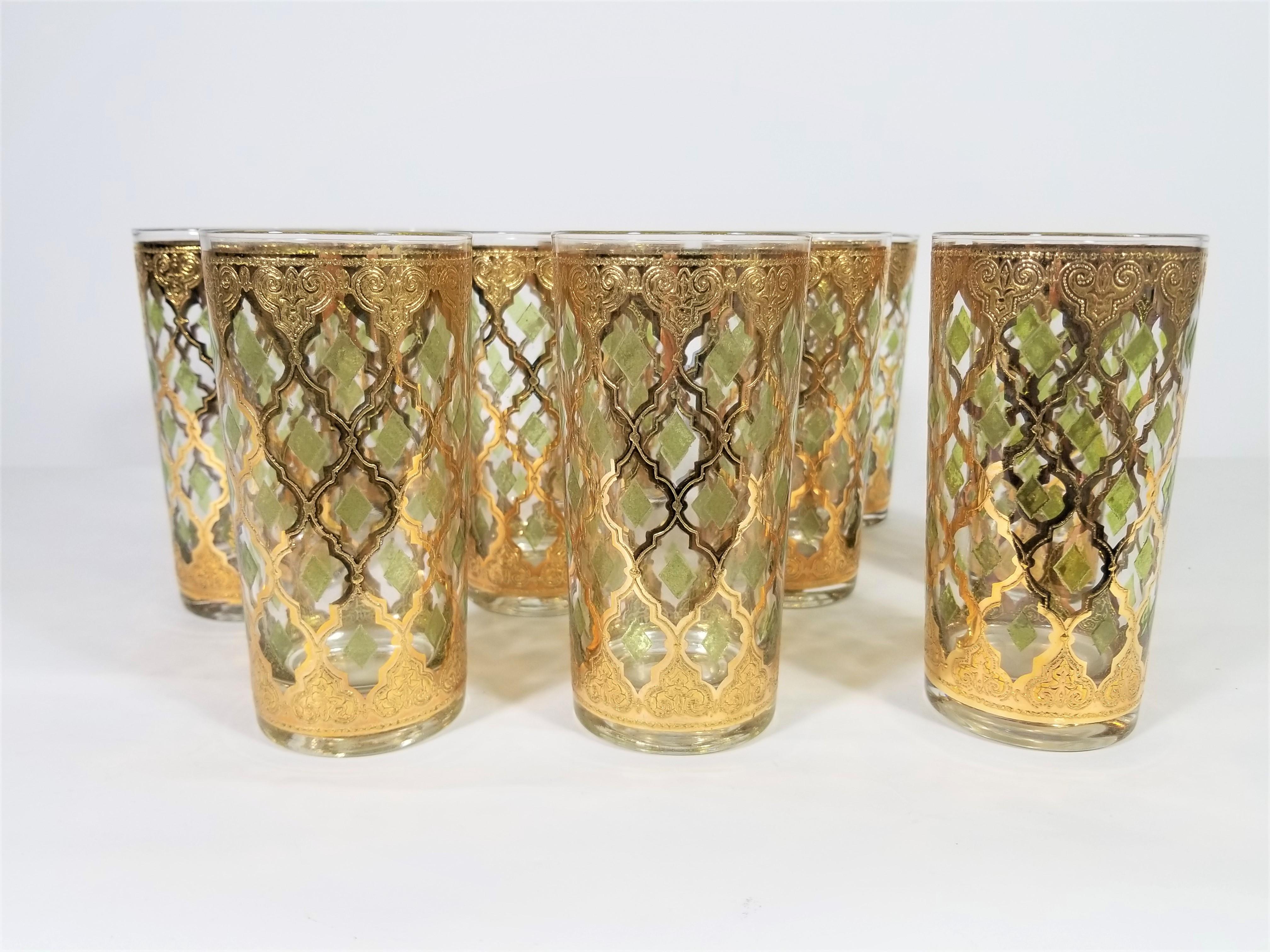 Culver 22-Karat Gold Glassware Midcentury 1960s, Set of 10 4