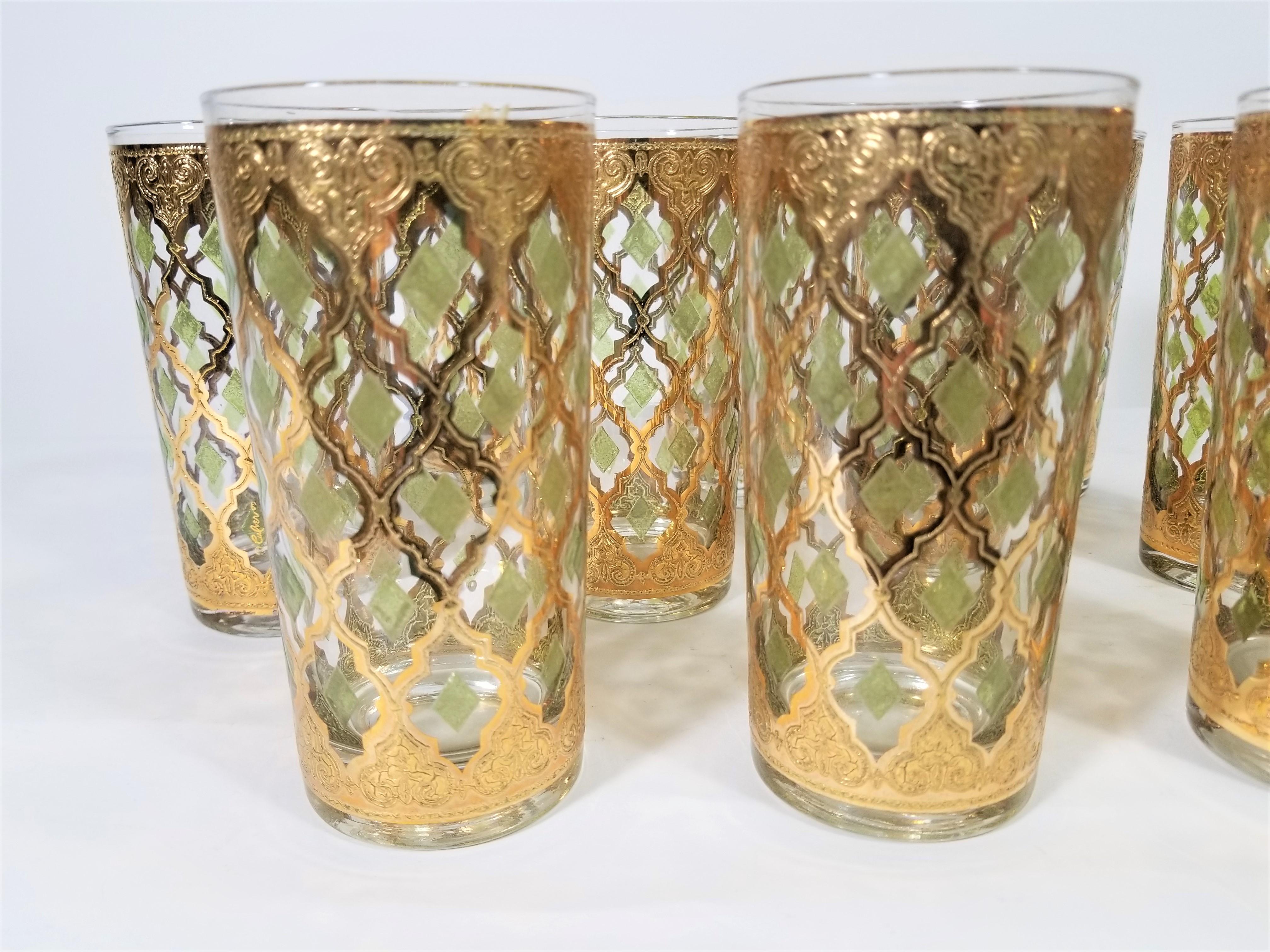 Culver 22-Karat Gold Glassware Midcentury 1960s, Set of 10 5