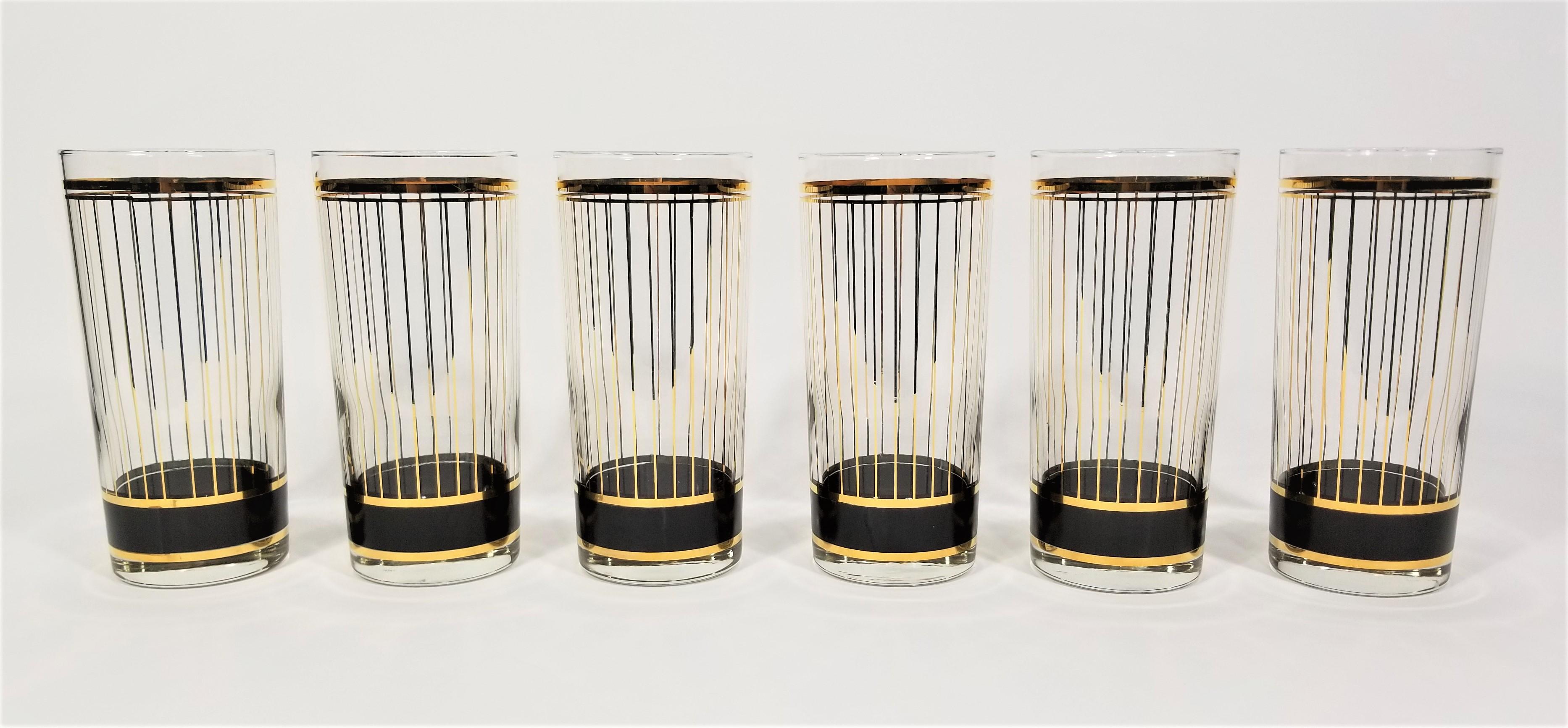 Culver 22k Gold Mid Century Glassware Barware In Excellent Condition In New York, NY