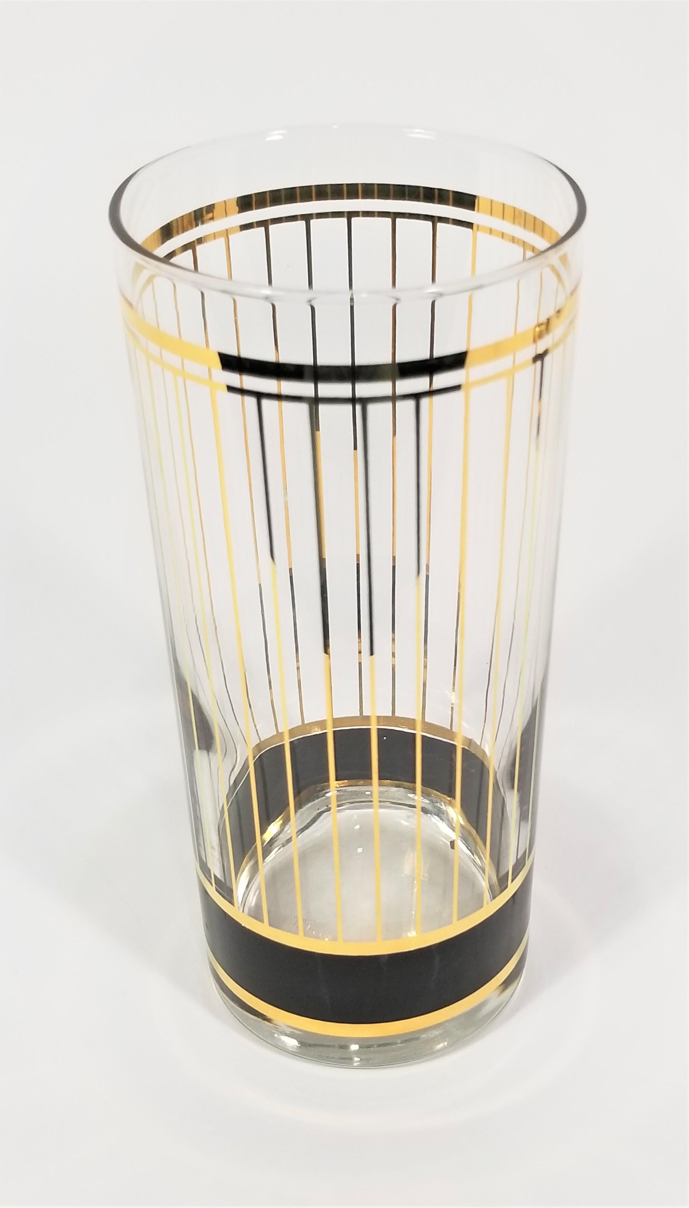 Culver 22k Gold Mid Century Glassware Barware 6