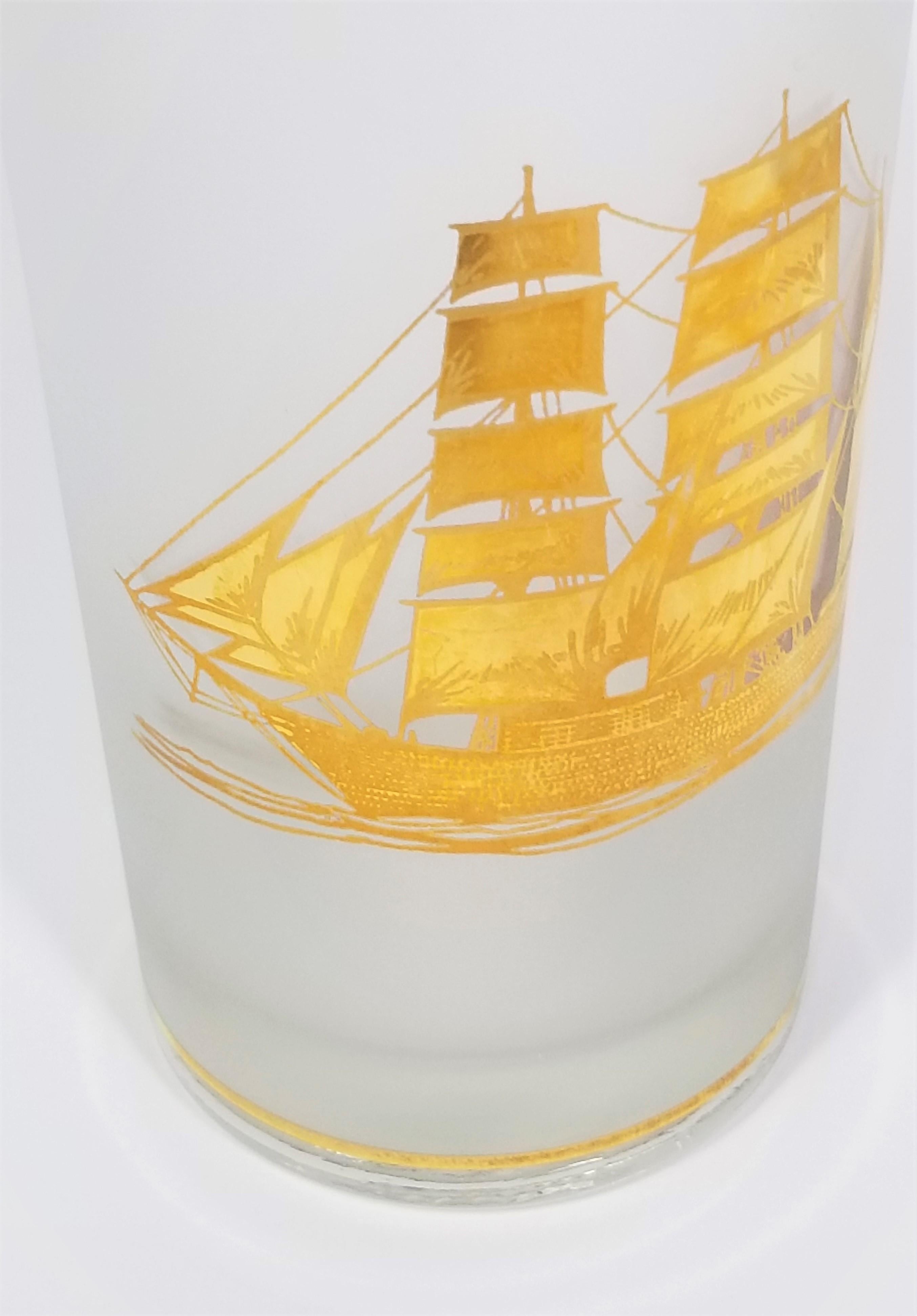 Culver 22k Gold Schooner Ship Glassware Barware  For Sale 4