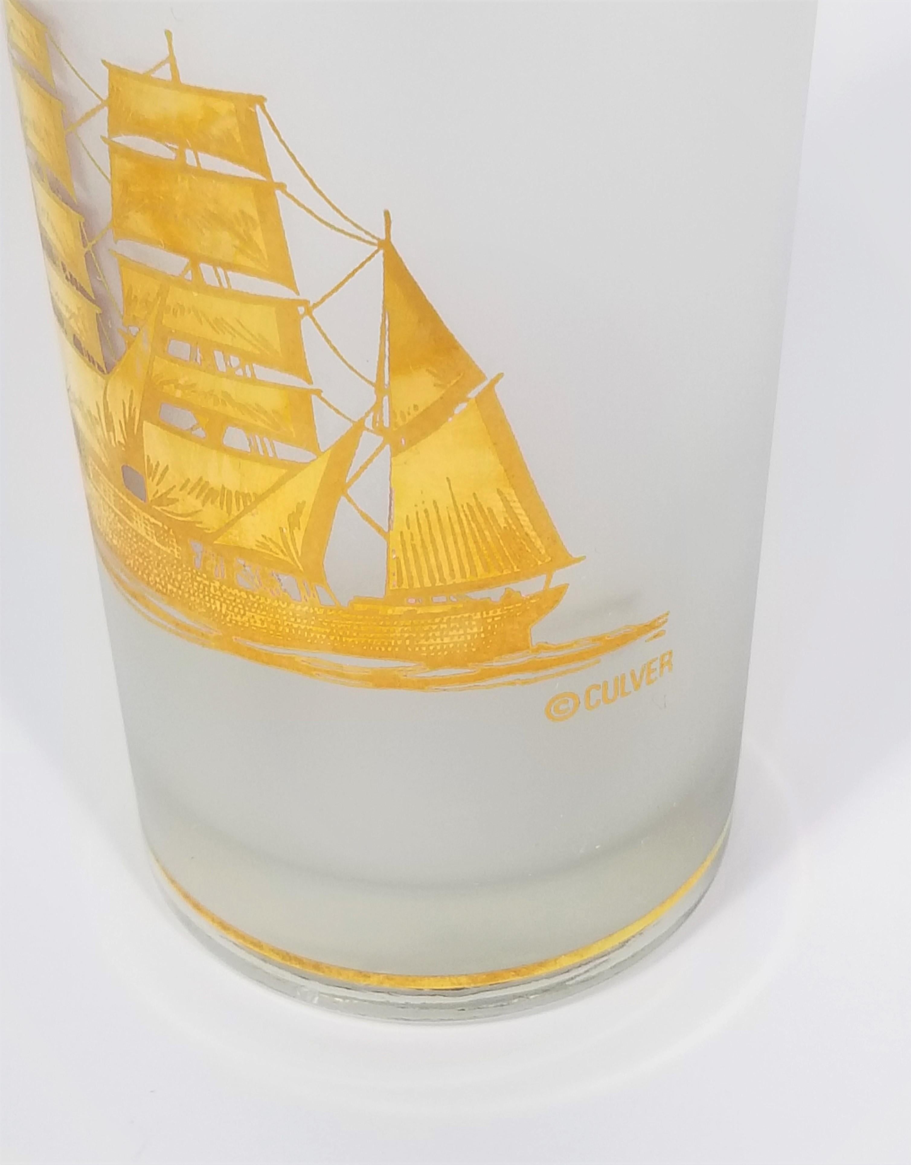 Culver 22k Gold Schooner Ship Glassware Barware  For Sale 6