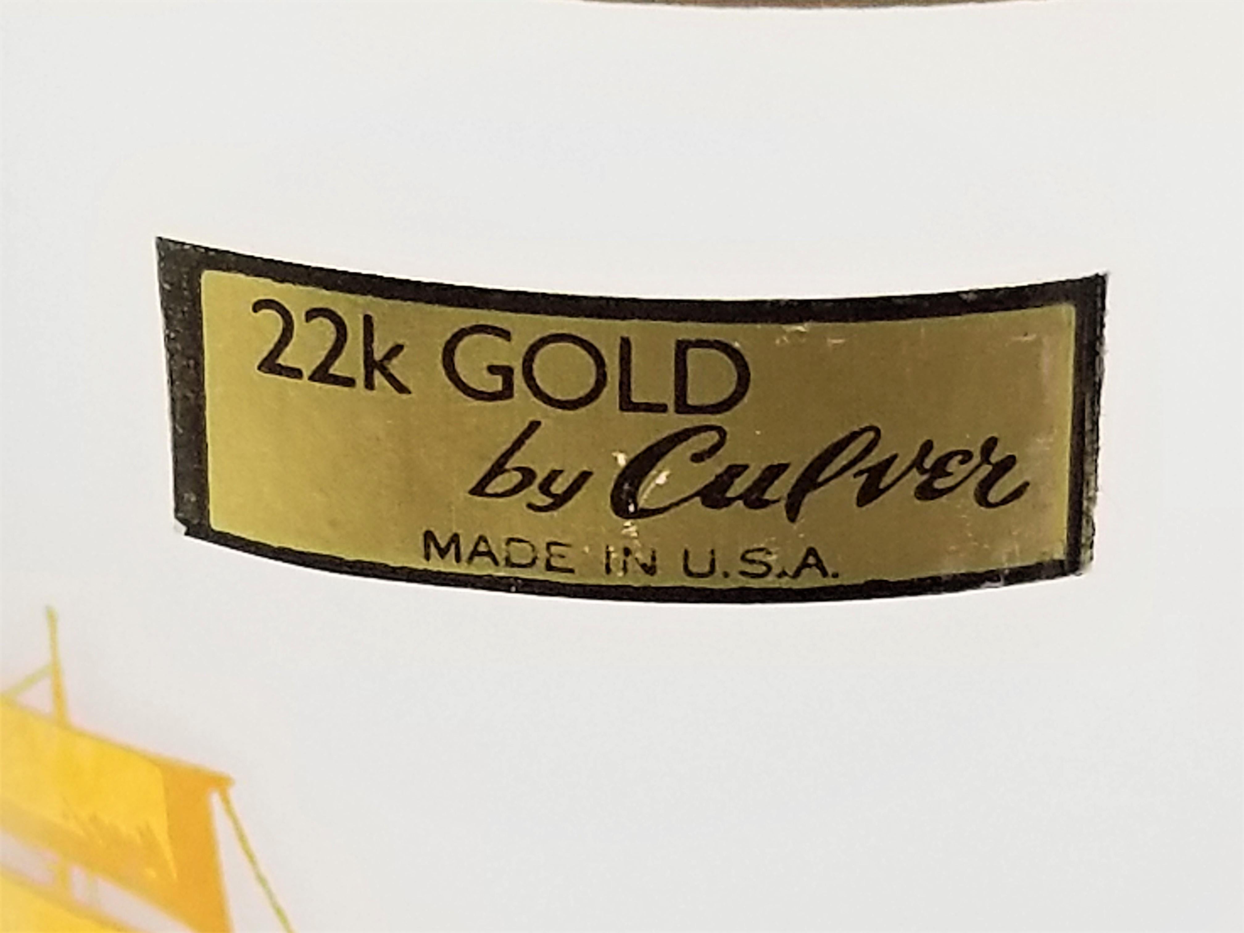 Culver 22k Gold Schooner Ship Glassware Barware  For Sale 8