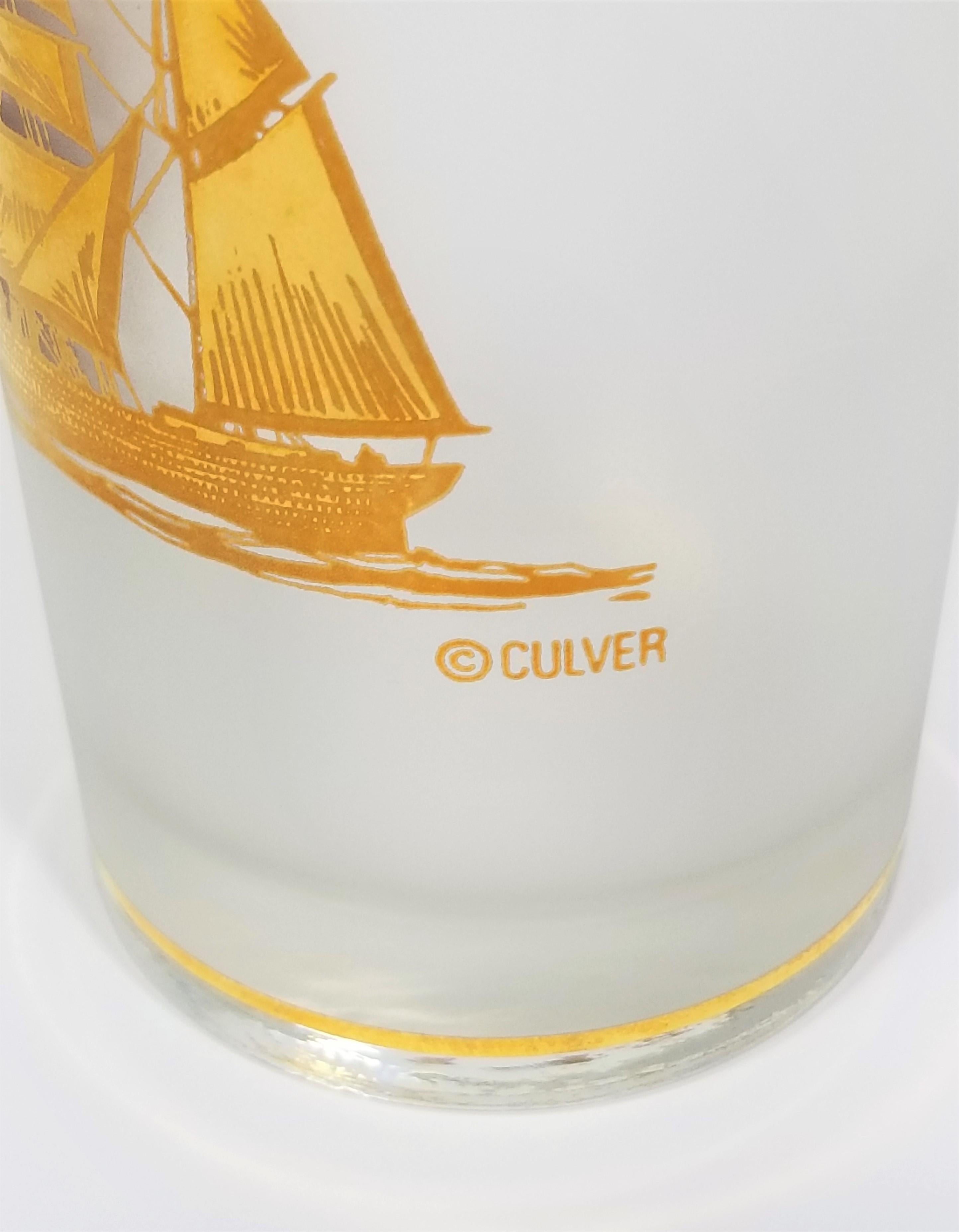 Culver 22k Gold Schooner Ship Glassware Barware  For Sale 9