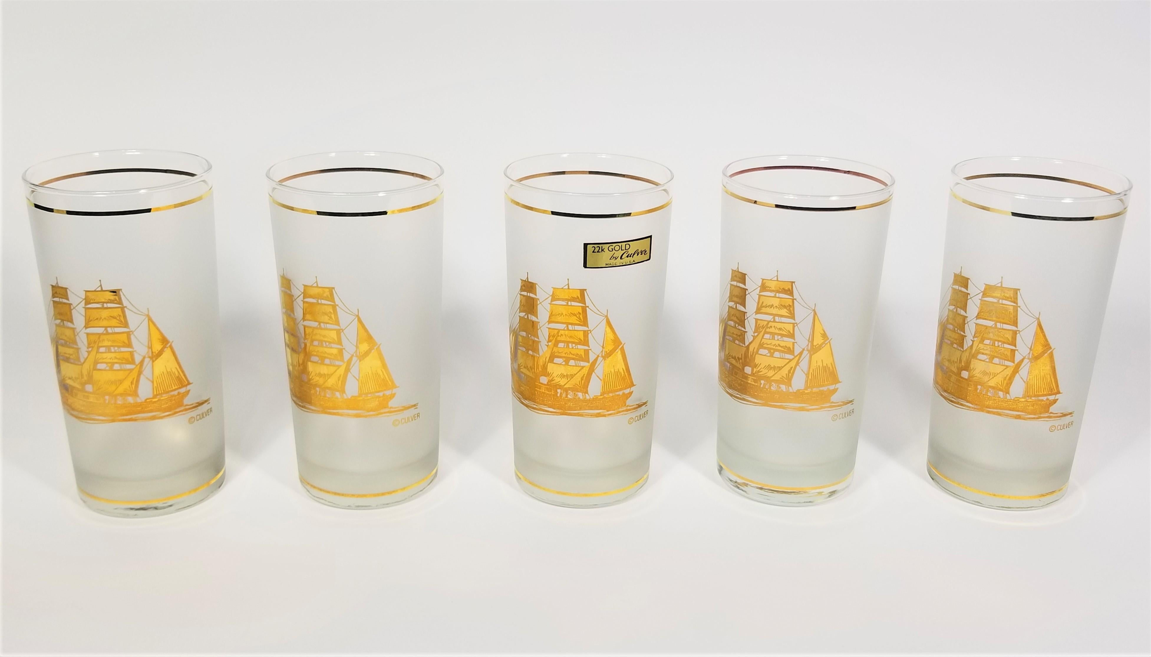 Culver 22k Gold Schooner Ship Glassware Barware  For Sale 10