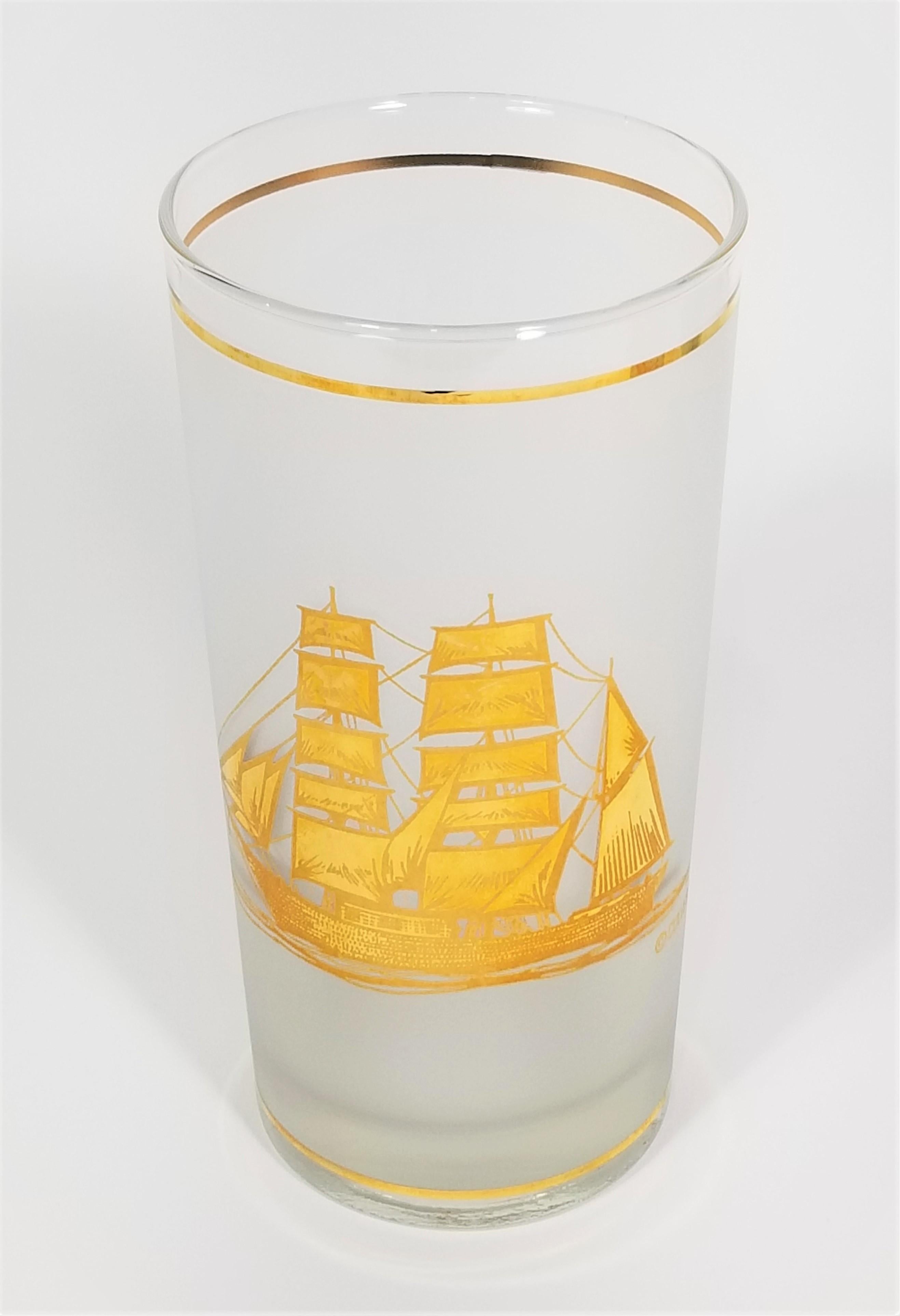 Culver 22k Gold Schooner Ship Glassware Barware  For Sale 2