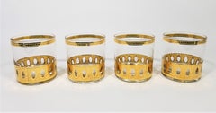 Culver 22-Karat Gold Signed Glassware Barware Midcentury Set of 4