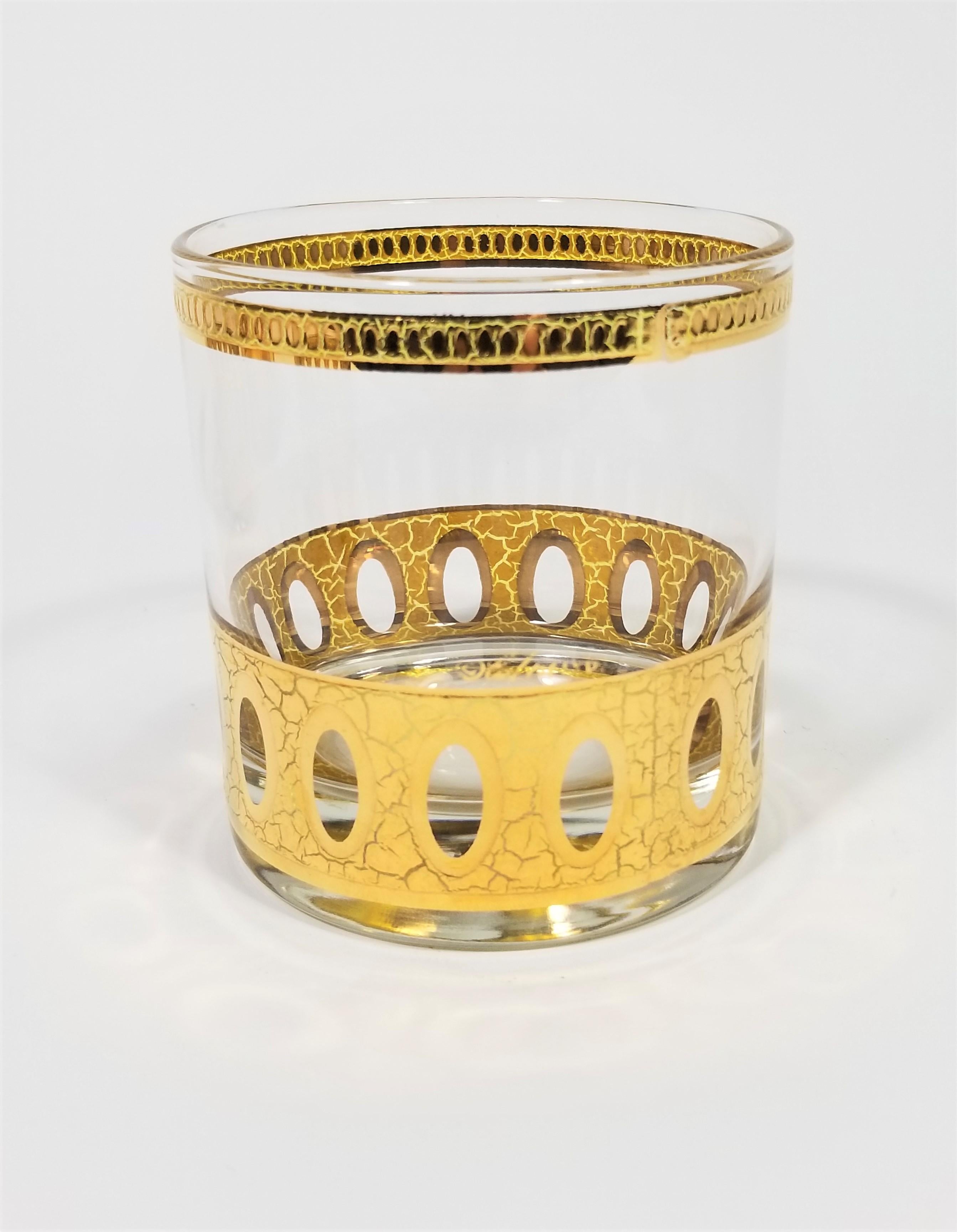 Culver 22-Karat Gold Signed Glassware Barware Midcentury Set of 4 1