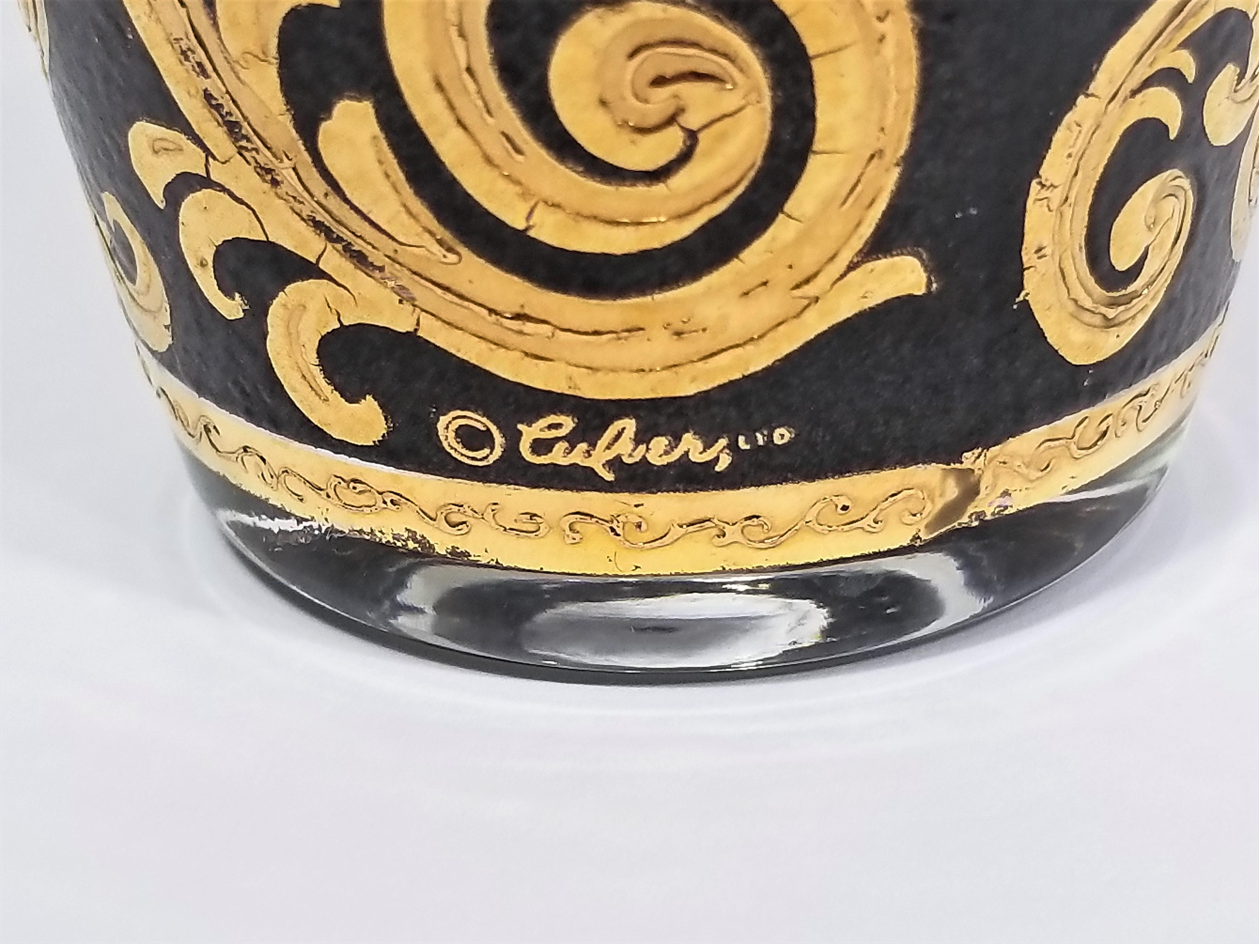 Culver 22k Gold Signed Glassware Barware 1960s Mid Century Set of 4 3