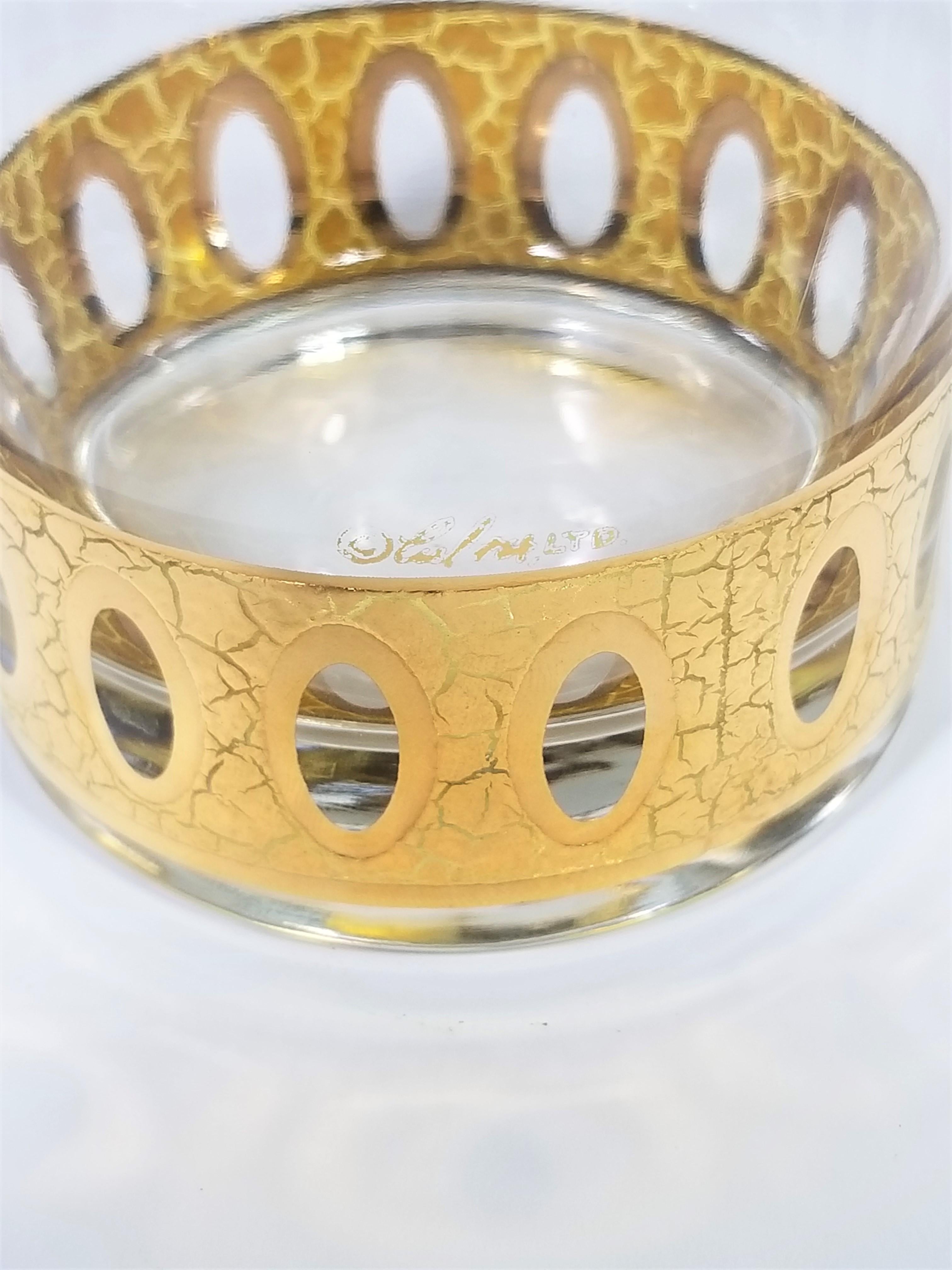 Culver 22-Karat Gold Signed Glassware Barware Midcentury Set of 4 4