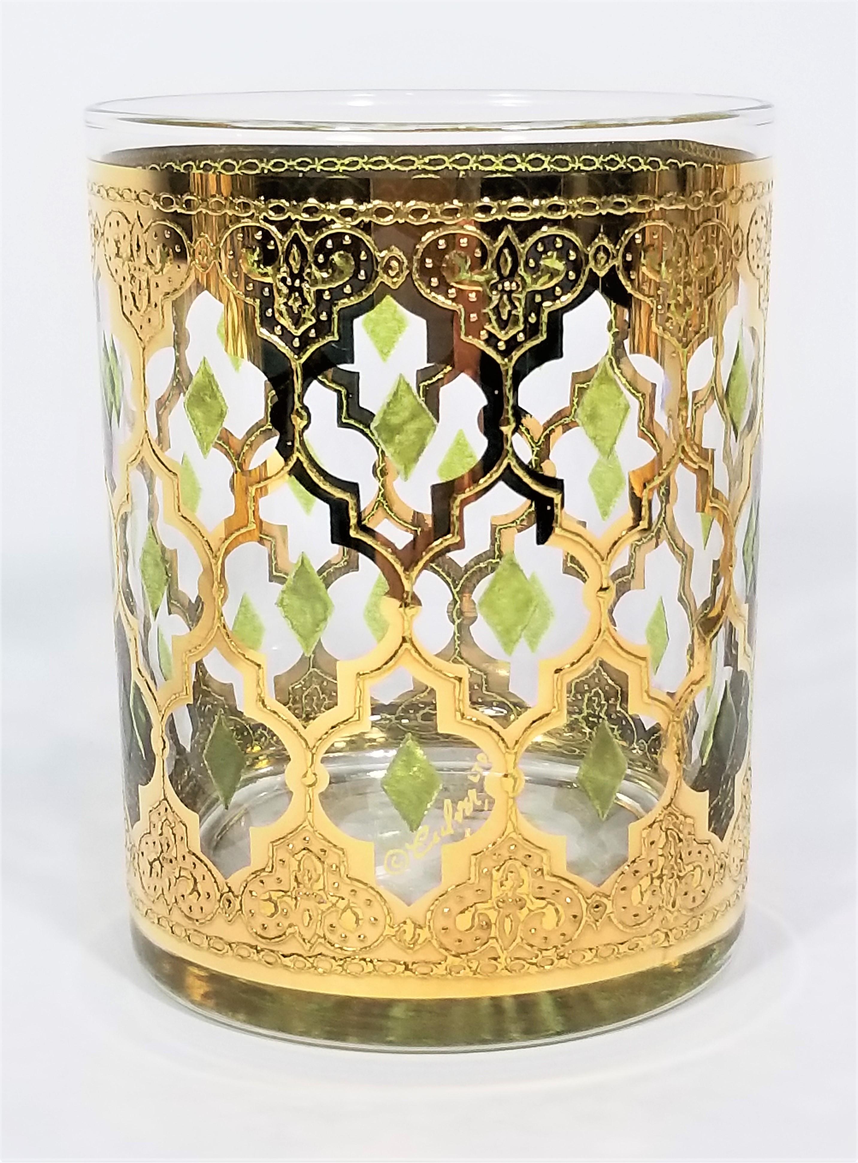 Culver 22k Gold Signed Mid Century 1960s Glassware Barware 3