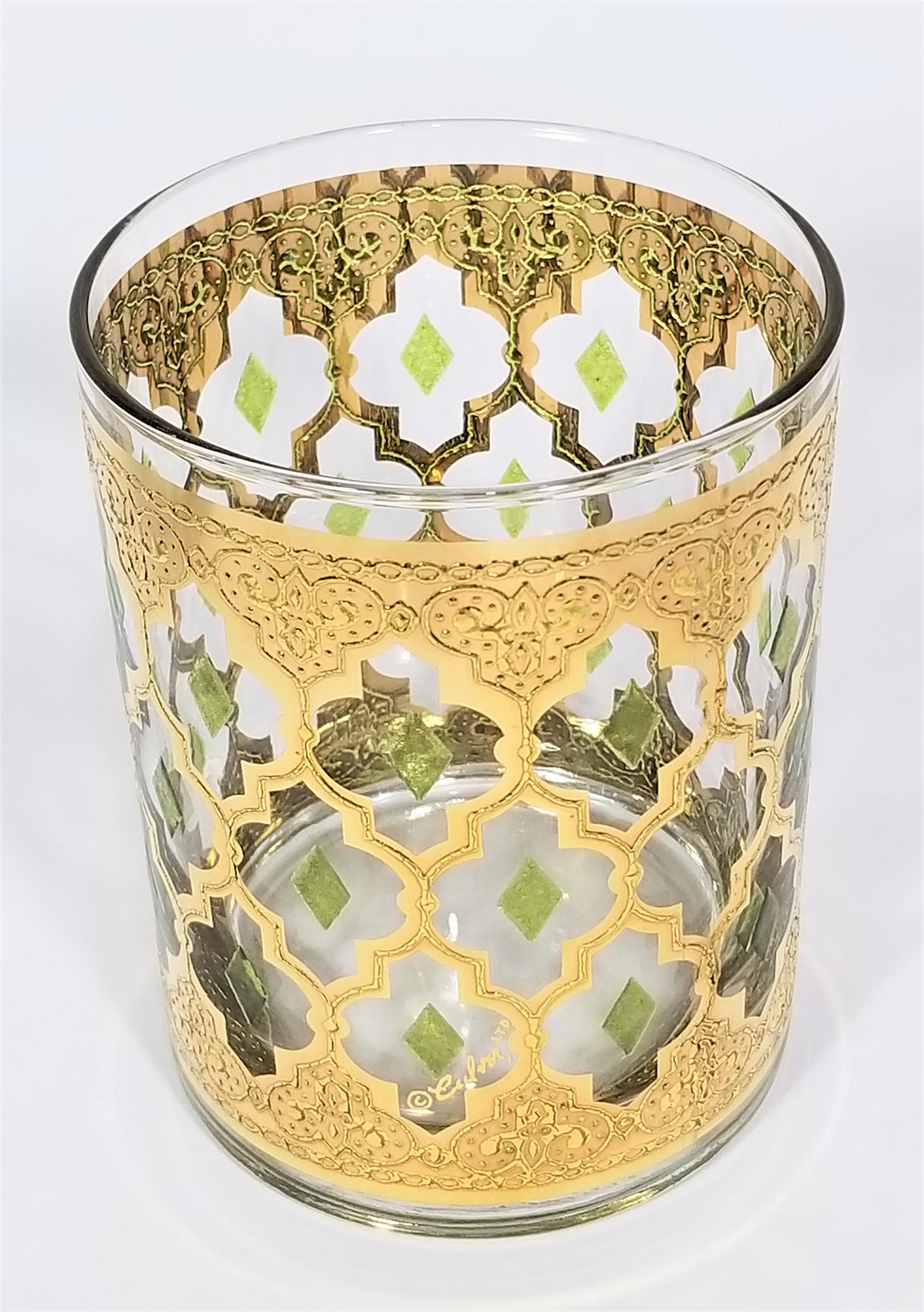 Culver 22k Gold Signed Mid Century 1960s Glassware Barware 4
