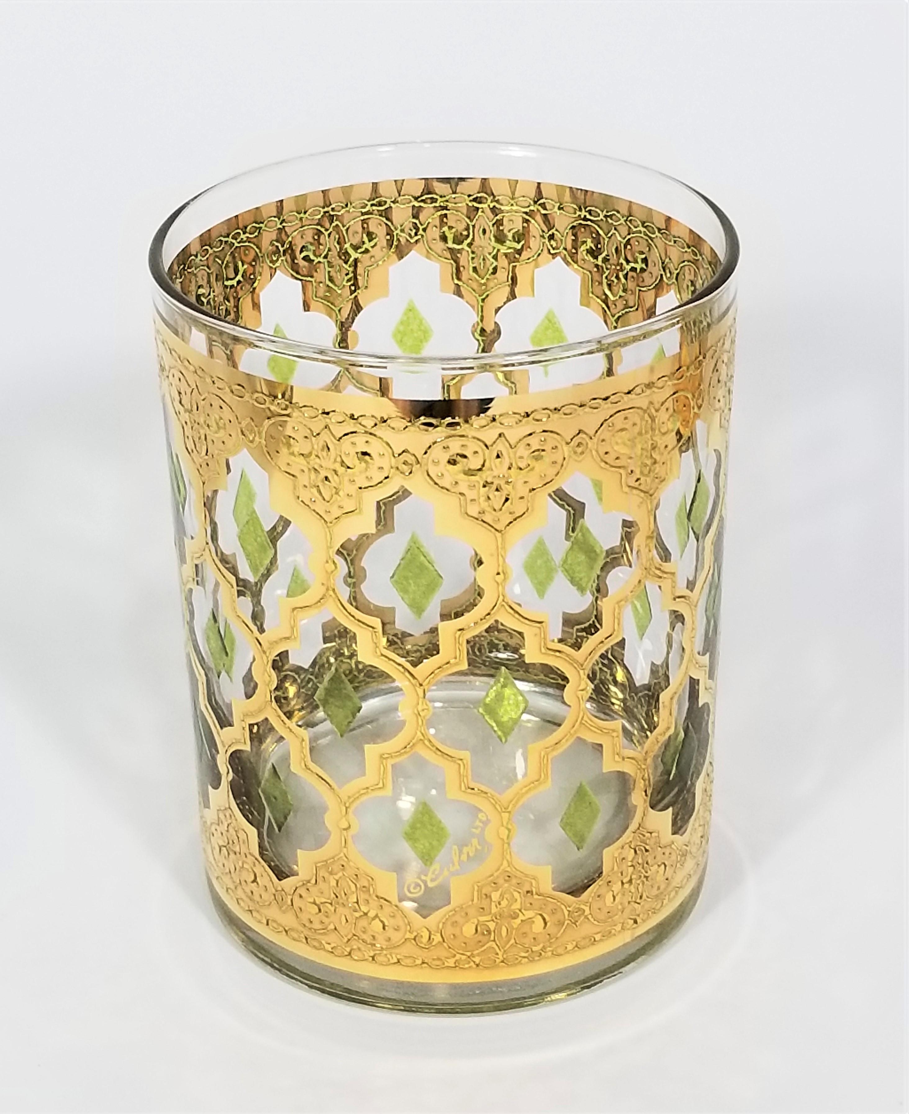 Culver 22k Gold Signed Mid Century 1960s Glassware Barware 2