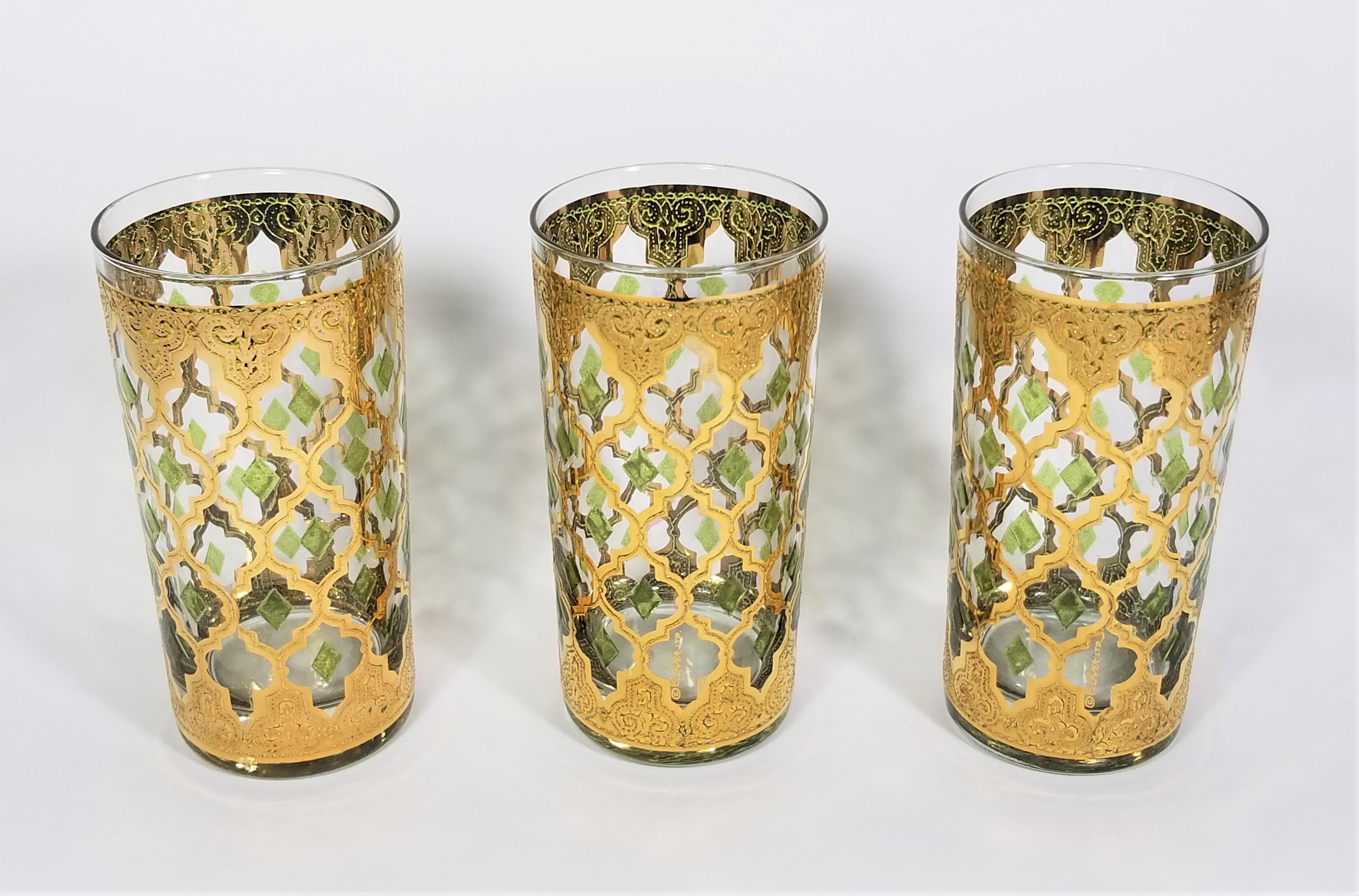 Culver 22k Gold Valencia Glassware Barware 1960s Mid Century Set of 8 or 16 For Sale 3