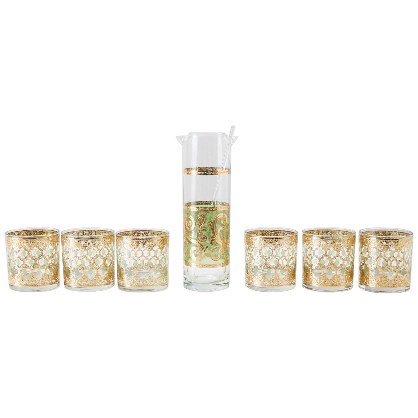 Culver 7Piece Barware Set of Valencia Moorish Design at 1stDibs