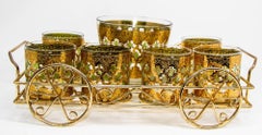 Culver Ltd Barware Set Ice Bowl and Six Rock Glasses with Tray 1960s