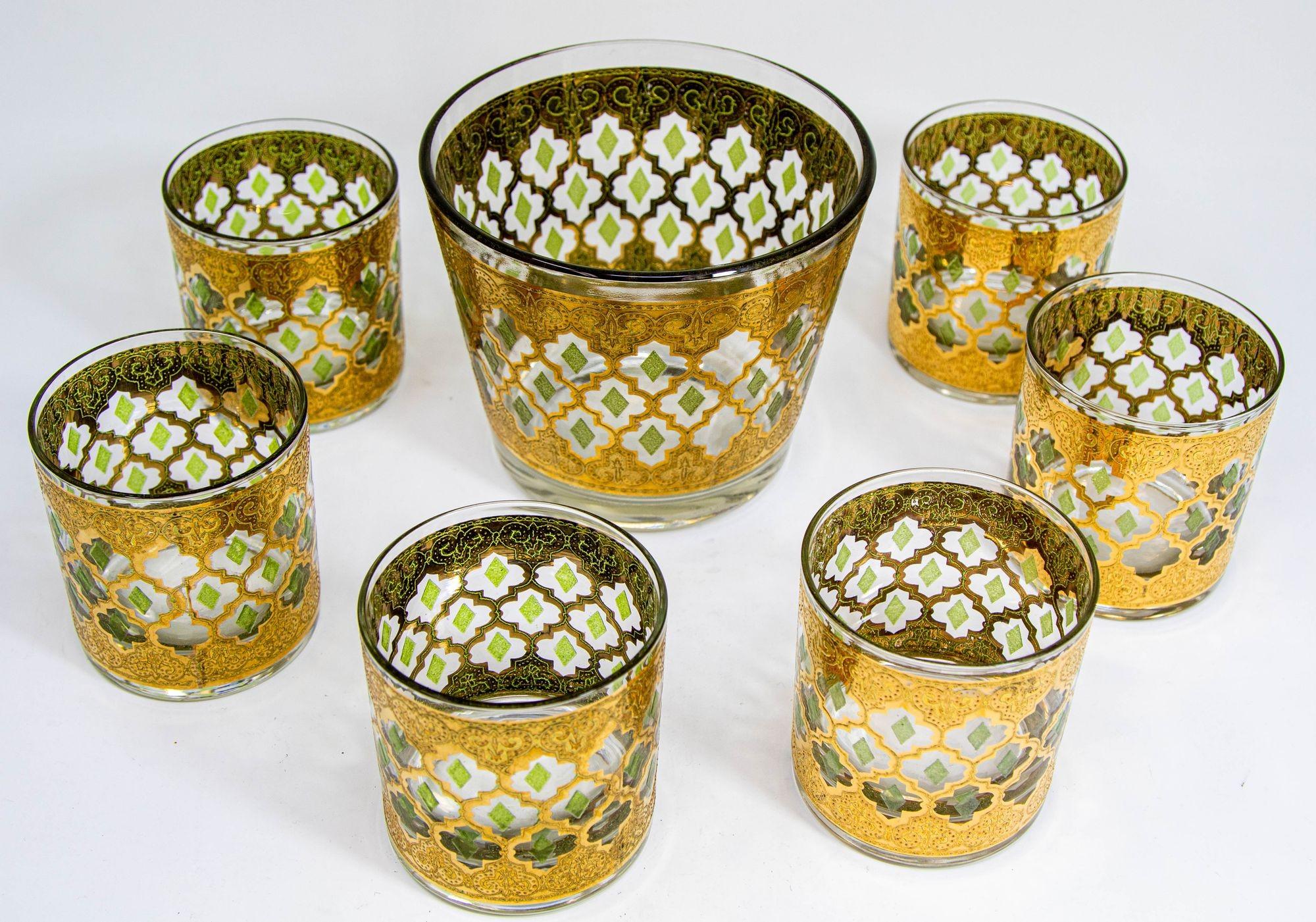 Culver Ltd Barware Set Eisschale und sechs Berggläser mit Tablett 1960er Jahre im Angebot 1