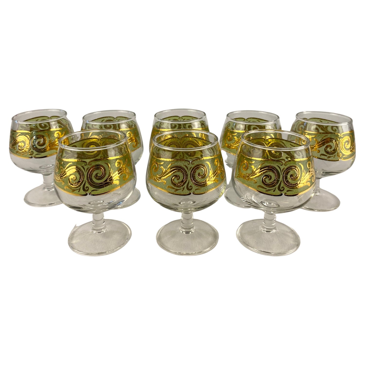Wine Glasses, CULVER TYROL, Crystal Glasses, Signed 22K Gold Band,  Encrusted Wide Trim Small Classic Glasses Made USA, Beautiful Replacement 