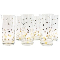 Culver Glass Co. Tumbler Glasses, 22 Carat Gold Stars Set of 6