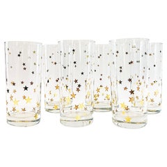 Co. Culver Glass Co. Set von 6 Bechergläsern, 22 Karat Gold Sternen