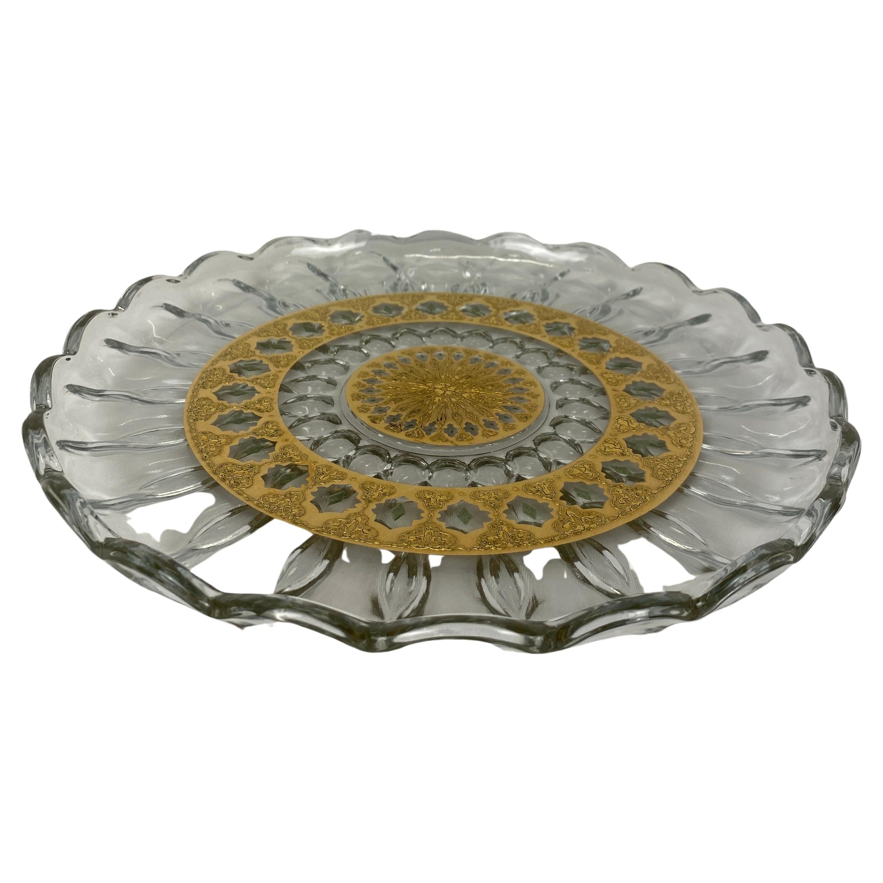 Culver Glass Serving Tray or Culver 22-Karat Gold Leaf Serving Platter   For Sale