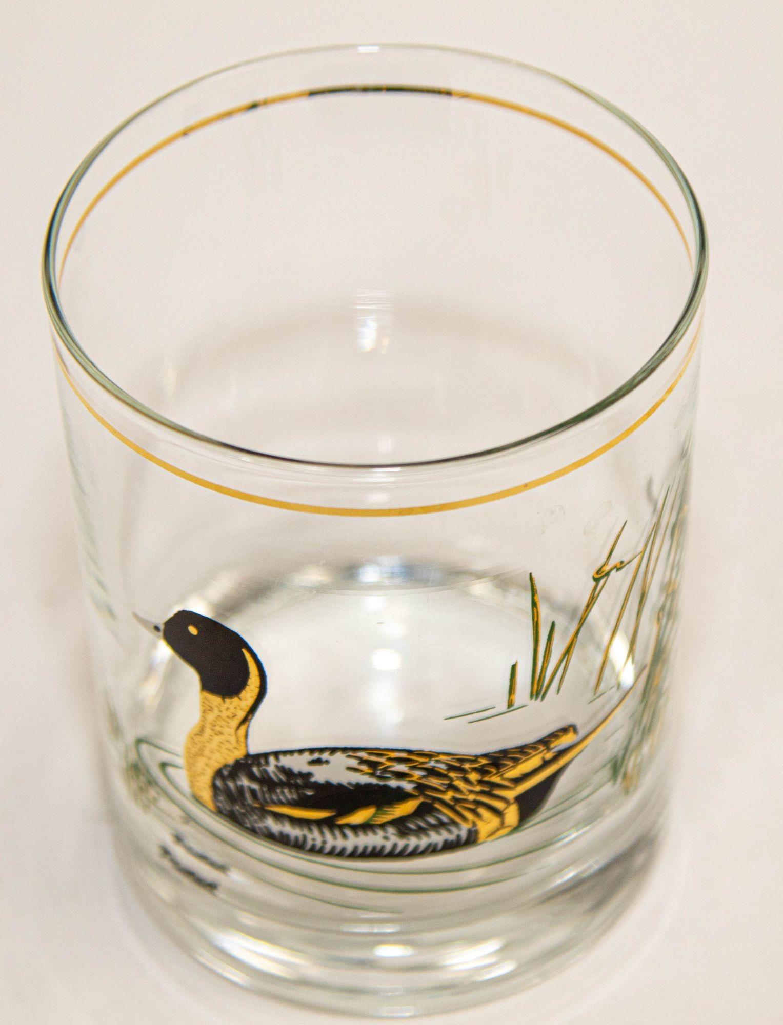 American Culver Glassware Double Old Fashioned with Duck Design, 1960s