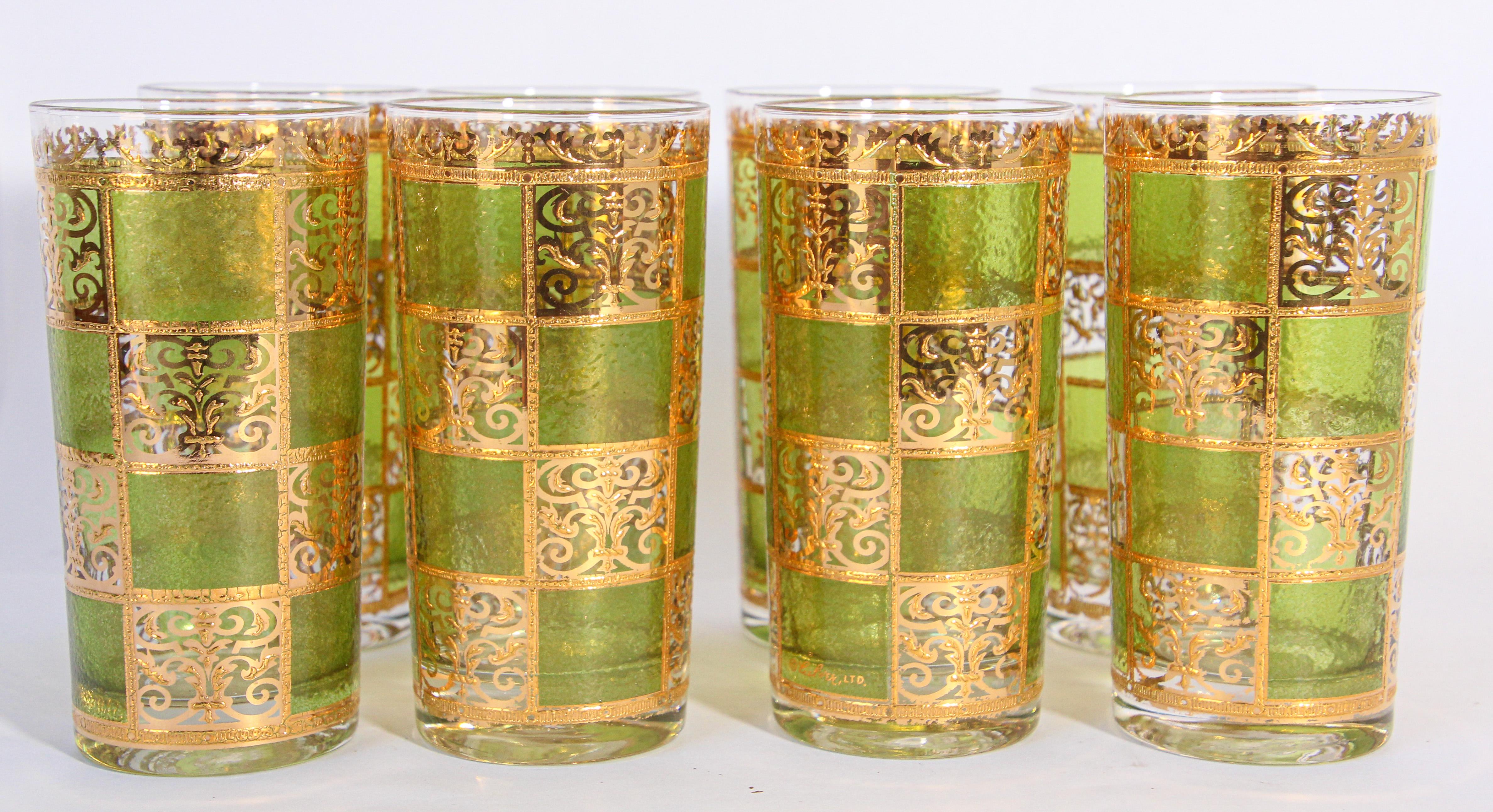 culver glasses green gold