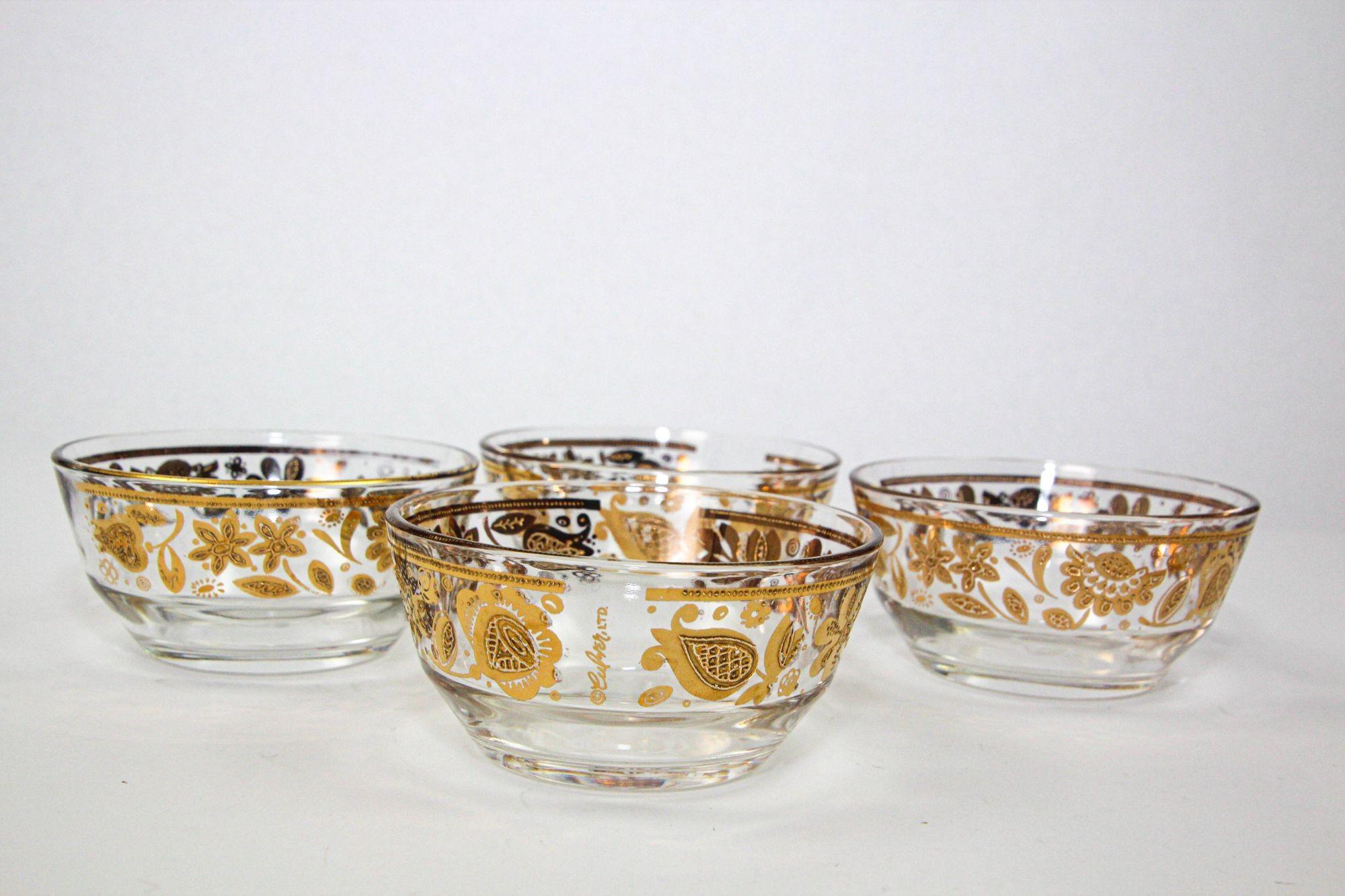 Culver Ltd 1960s Appetizer Bowls 22K Gold Leaf Set of 4 For Sale 5