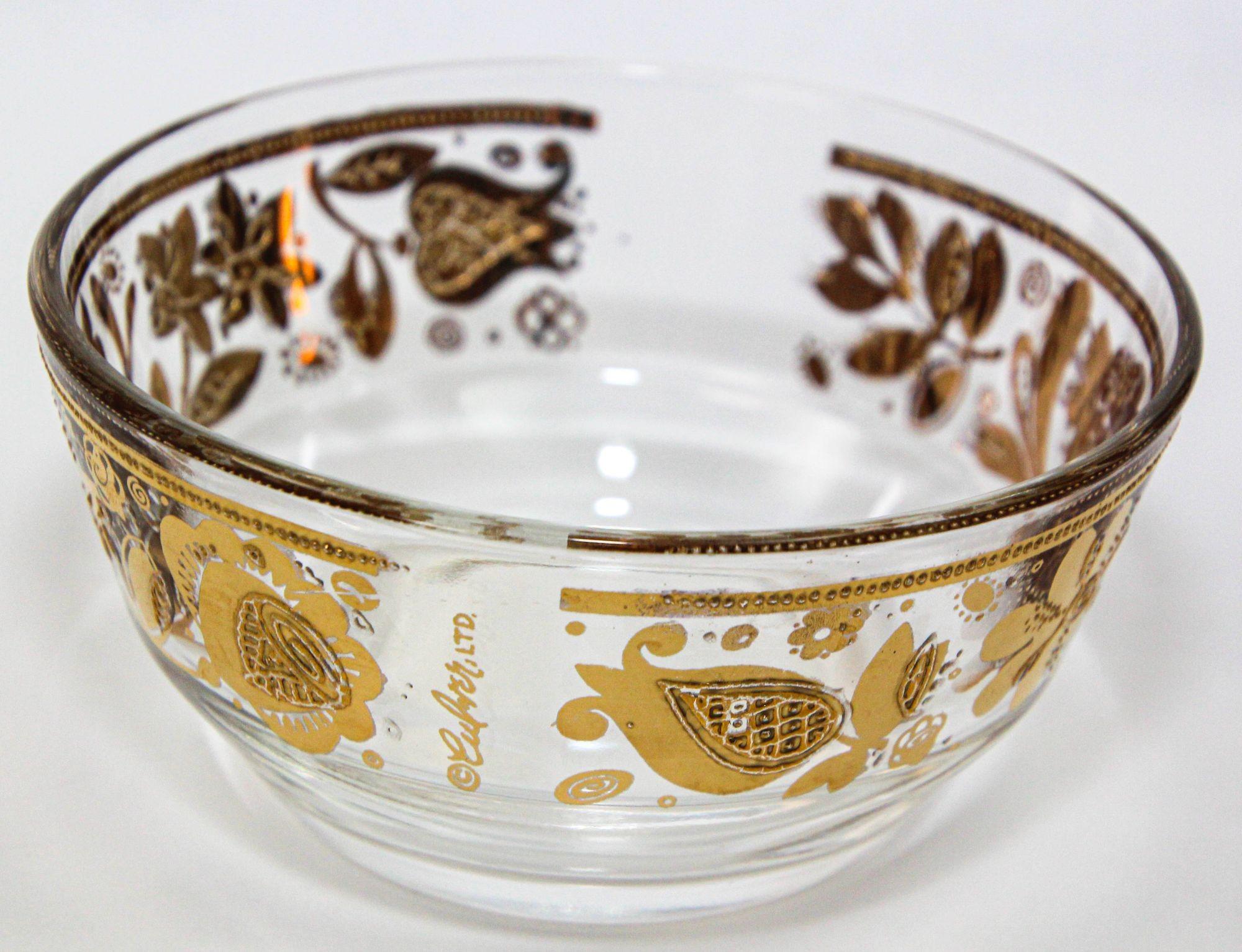 Américain Culver Ltd 1960s Appetizer Bowls 22K Gold Leaf Set of 4 en vente