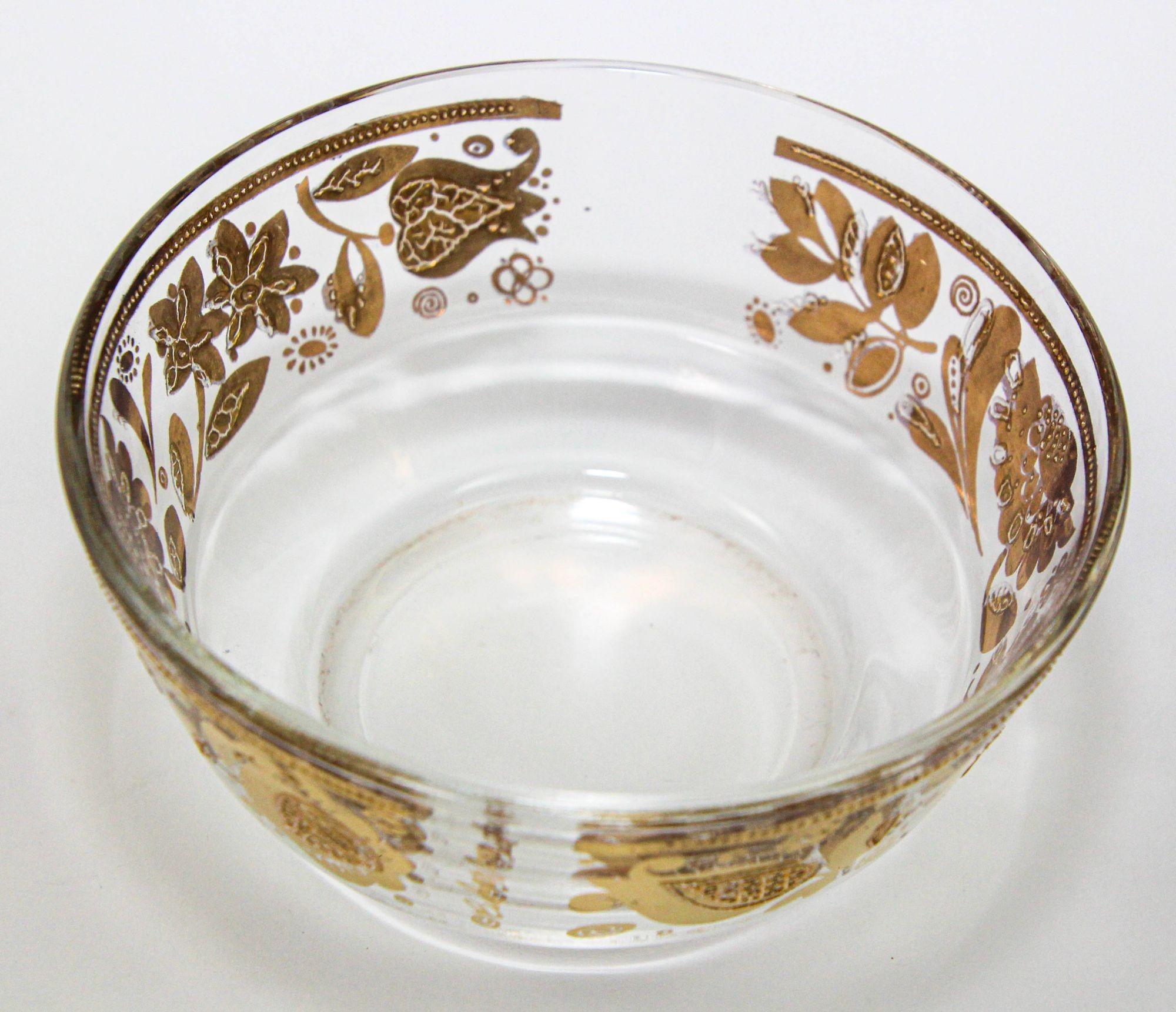 Art Glass Culver Ltd 1960s Appetizer Bowls 22K Gold Leaf Set of 4 For Sale
