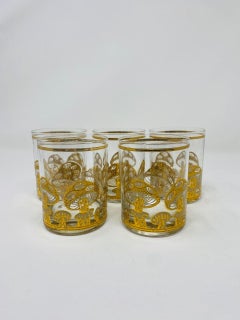 Culver Ltd 22k Gold Mushroom Glasses - Set of 5