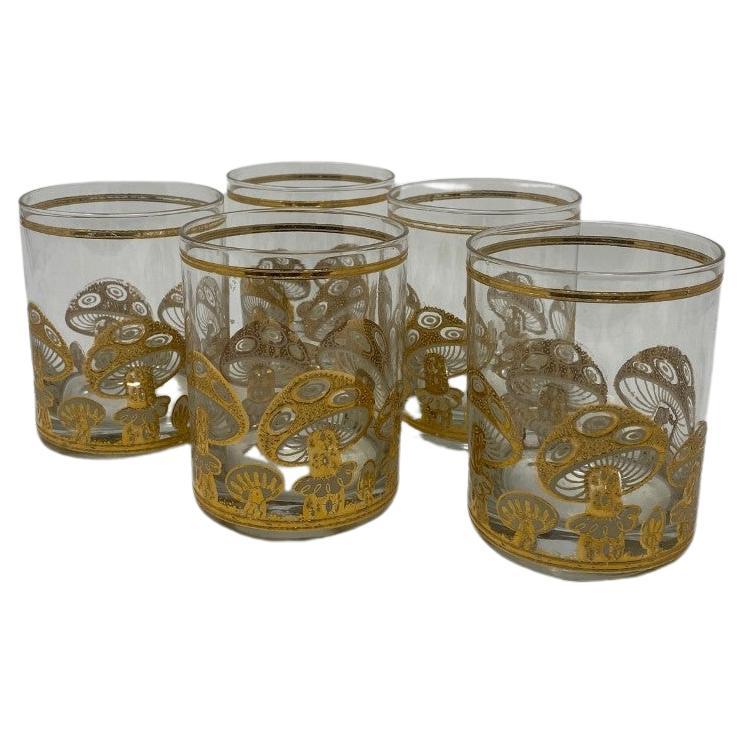 Culver Ltd 22k Gold Mushroom Glasses - Set of 5 For Sale