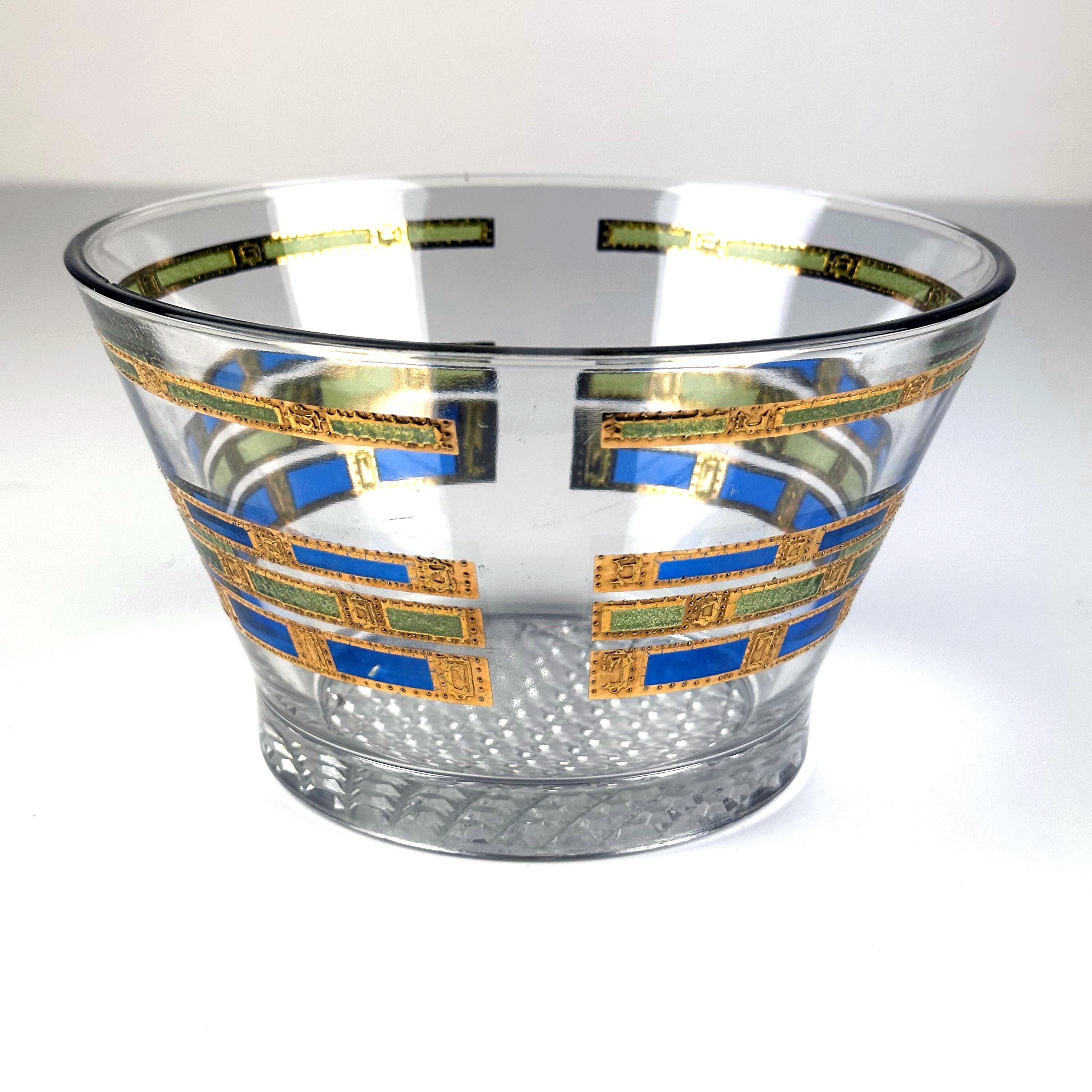 Culver Ltd. Bicchieri e ciotola per il ghiaccio in oro 22k Blue Empress, anni '60 in vendita 1