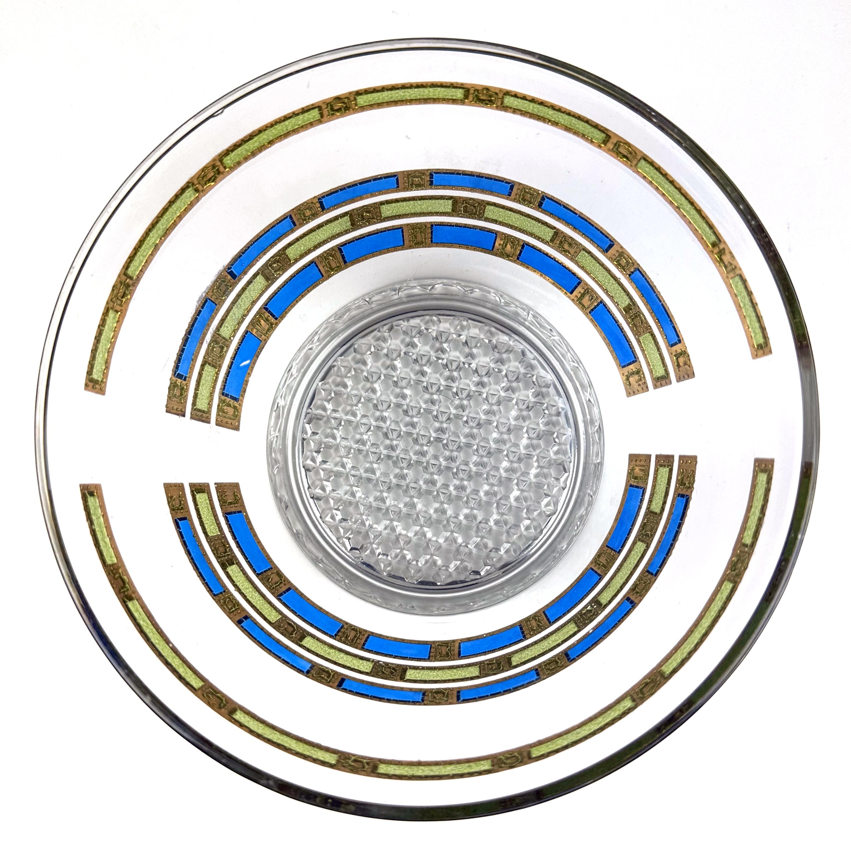 Culver Ltd. Bicchieri e ciotola per il ghiaccio in oro 22k Blue Empress, anni '60 in vendita 2