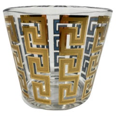 Retro Culver, LTD. Gold Over Blue "Greek Key" Ice Bowl / Bucket