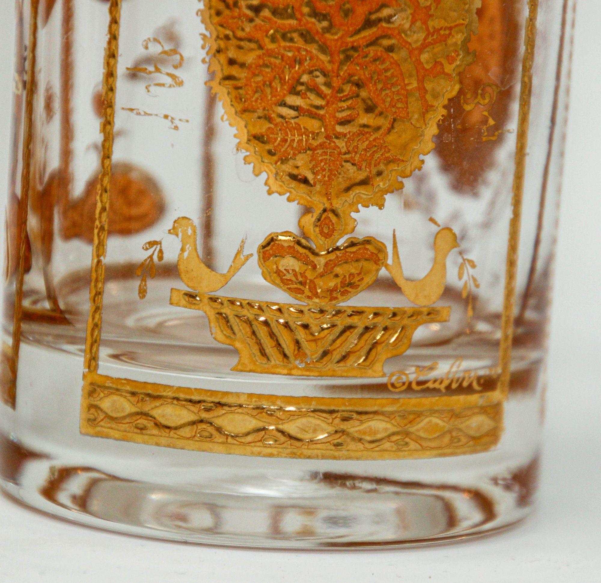 Culver Ltd Hollywood Regency Gold Hindi Moorish Valencia Tumbler Glasses Barware 6