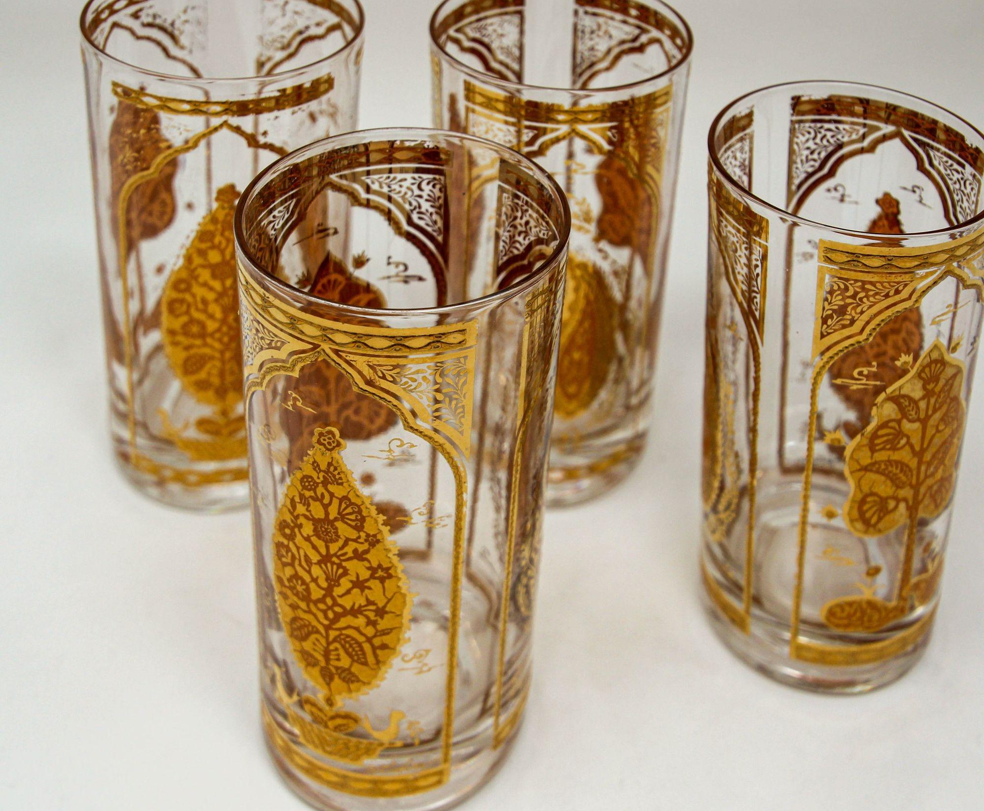 Culver Ltd Hollywood Regency Gold Hindi Moorish Valencia Tumbler Glasses Barware 13