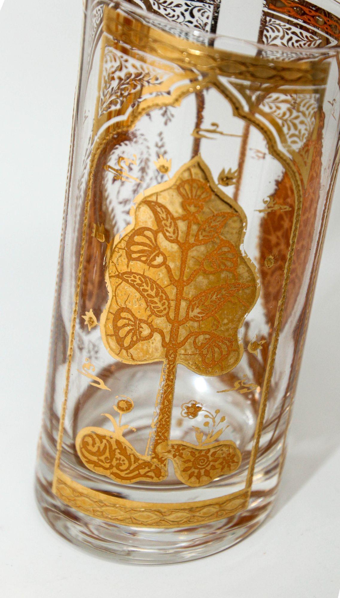 Culver Ltd Hollywood Regency Gold Hindi Moorish Valencia Tumbler Glasses Barware 13
