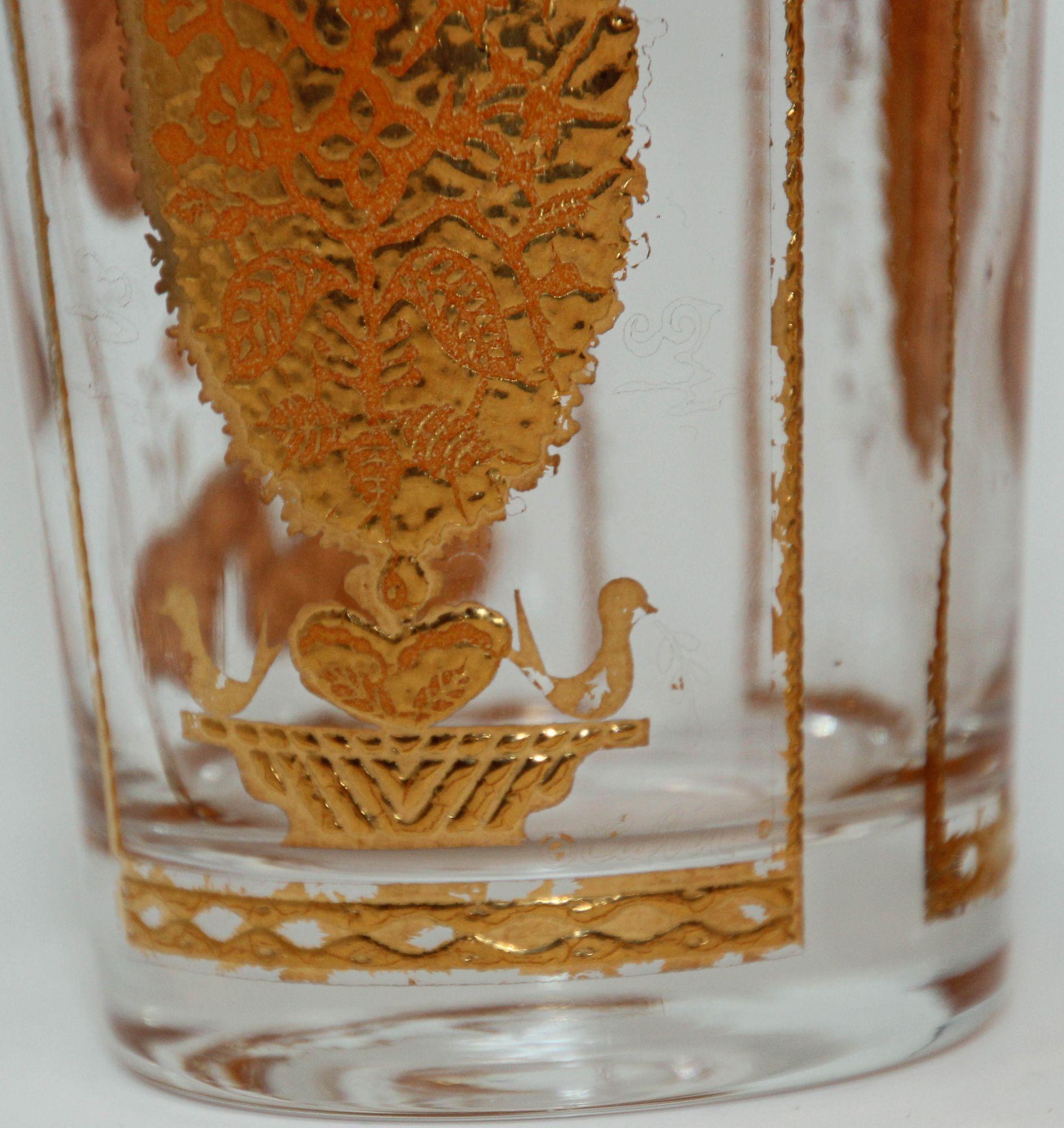 Culver Ltd Hollywood Regency Gold Hindi Moorish Valencia Tumbler Glasses Barware 1